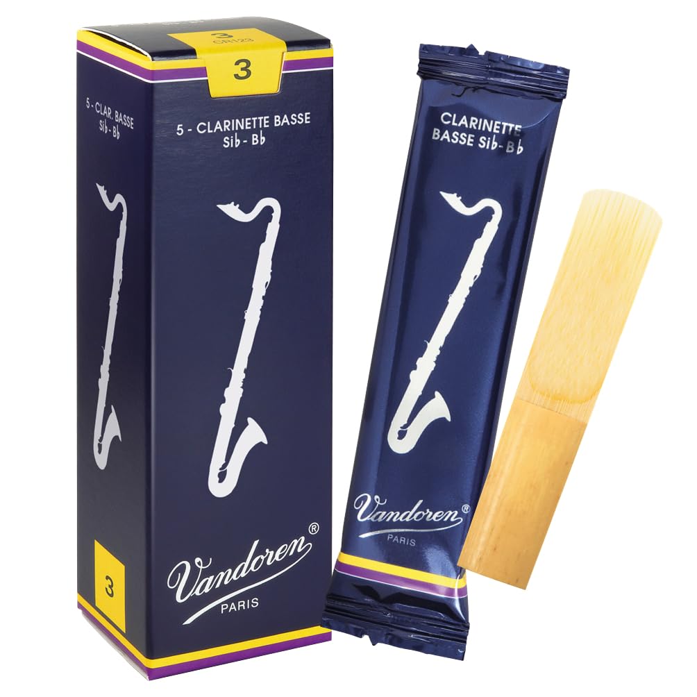 Vandoren CR123 Bass Clarinet Traditional Reeds Strength 3; Box of 5