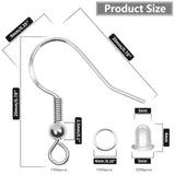 925 Sterling Silver Plated Earring Hooks 150 PCS/75 Pairs,Ear Wires Fish Hooks,500pcs Hypoallergenic Earring Making kit with Jump Rings and Clear Silicone Earring Backs Stoppers (Silver)