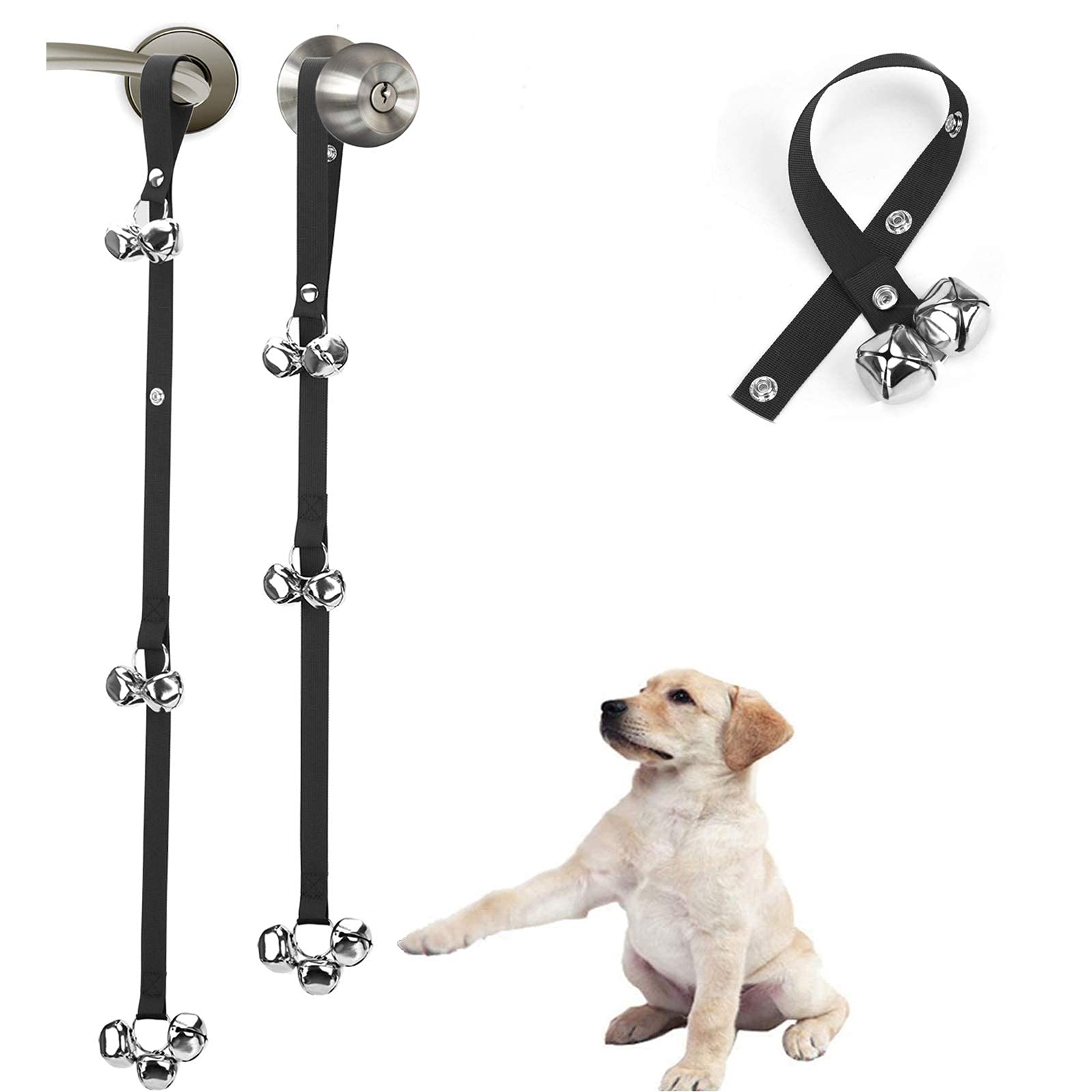 Pack of 2 Upgraded Puppy Bells Doorbells for Door Knob, Dog Bells for Potty Training-Louder Jingle, Bigger Bells for Puppies Pep Doggy Canine Pooch Pet Hound Cat, Cool Unique Gift for Dog Lover