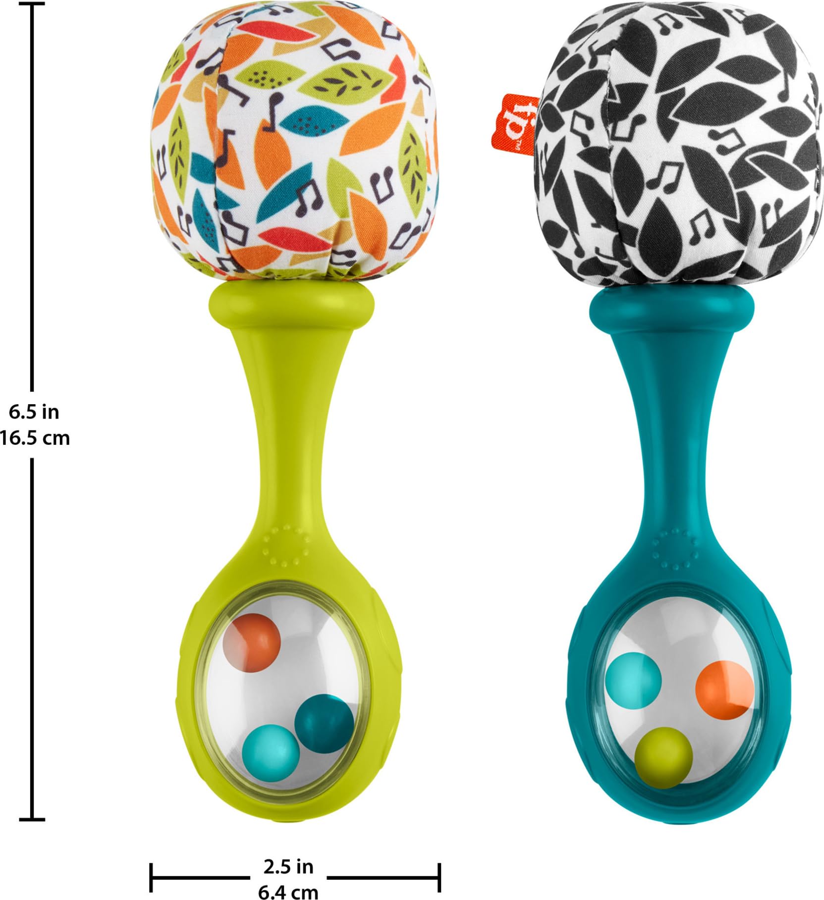 Fisher-Price Newborn Toys Rattle 'n Rock Maracas, Set of 2 Soft Musical Instruments for Babies 3+ Months, Blue & Orange