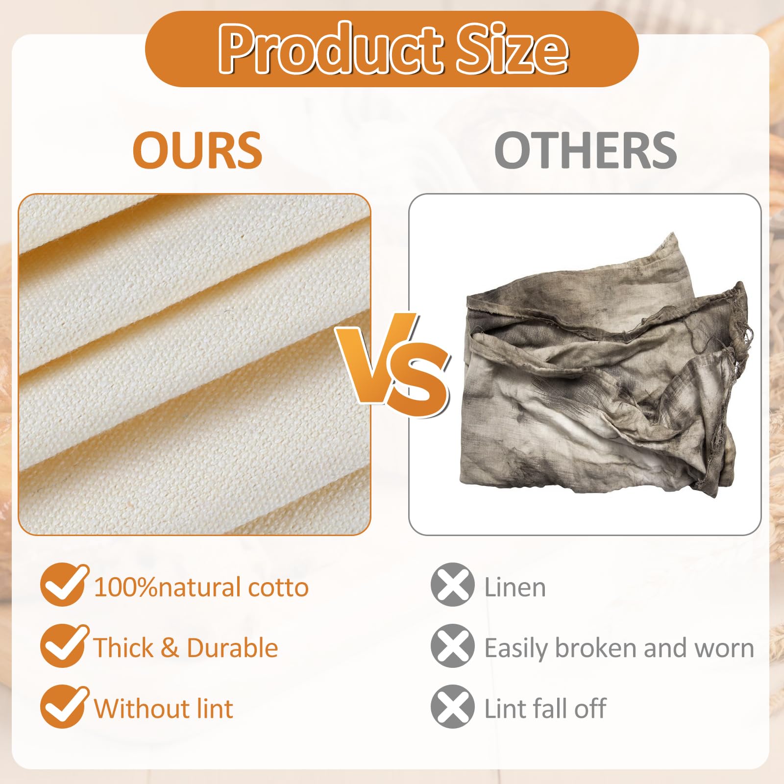 Ninsula 4PCS Tea Towels for Baking Sourdough, 14x18.8 Inch Reusable Thick Bread Towels for Proofing, Bread Cloth for Baguettes, Pastry, Loaves