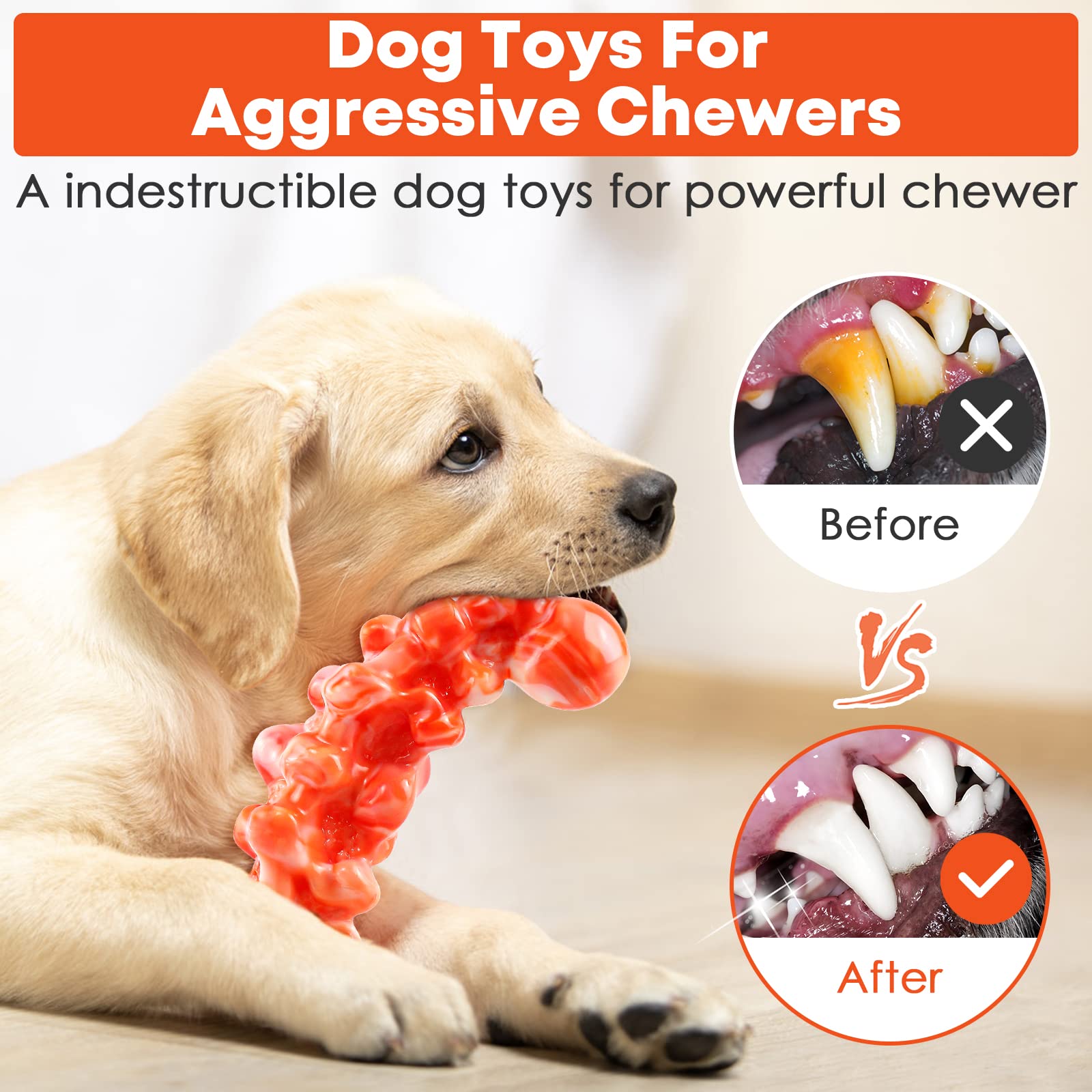 WOWBALA Dog Toys for Aggressive Chewers: Chew Toys for Training and Cleaning - Dog Toys for Large Dogs - Indestructible Dog Toy to Keep Them Busy