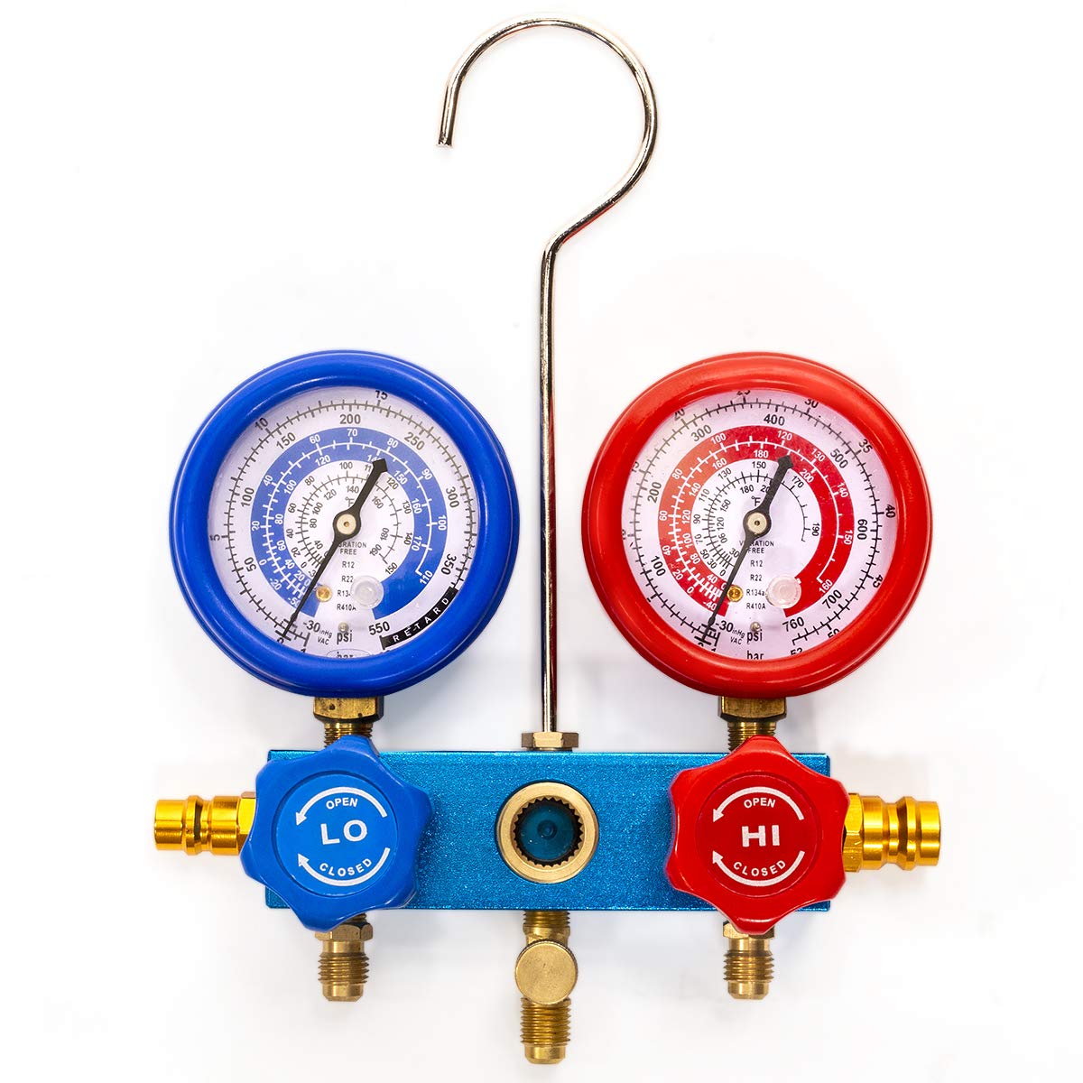 XtremepowerUS HVAC Air Vacuum Pump 3CFM 1/4HP (R134a R12 R22 R410a) A/C Refrigeration AC Manifold Gauge R134 Can-Tap Included Carrying Tote