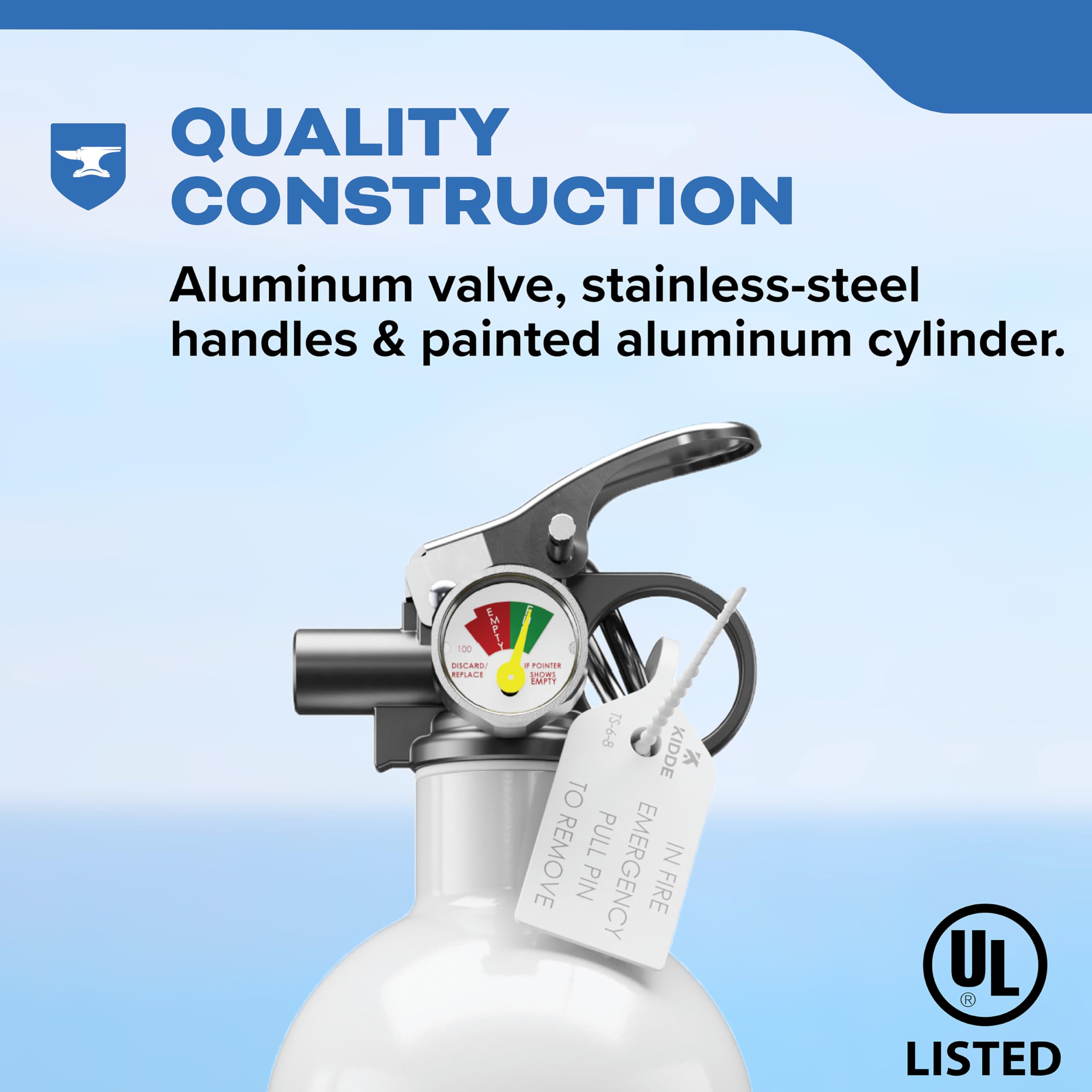 Kidde Fire Extinguisher for Boats, Single-Use 5BC