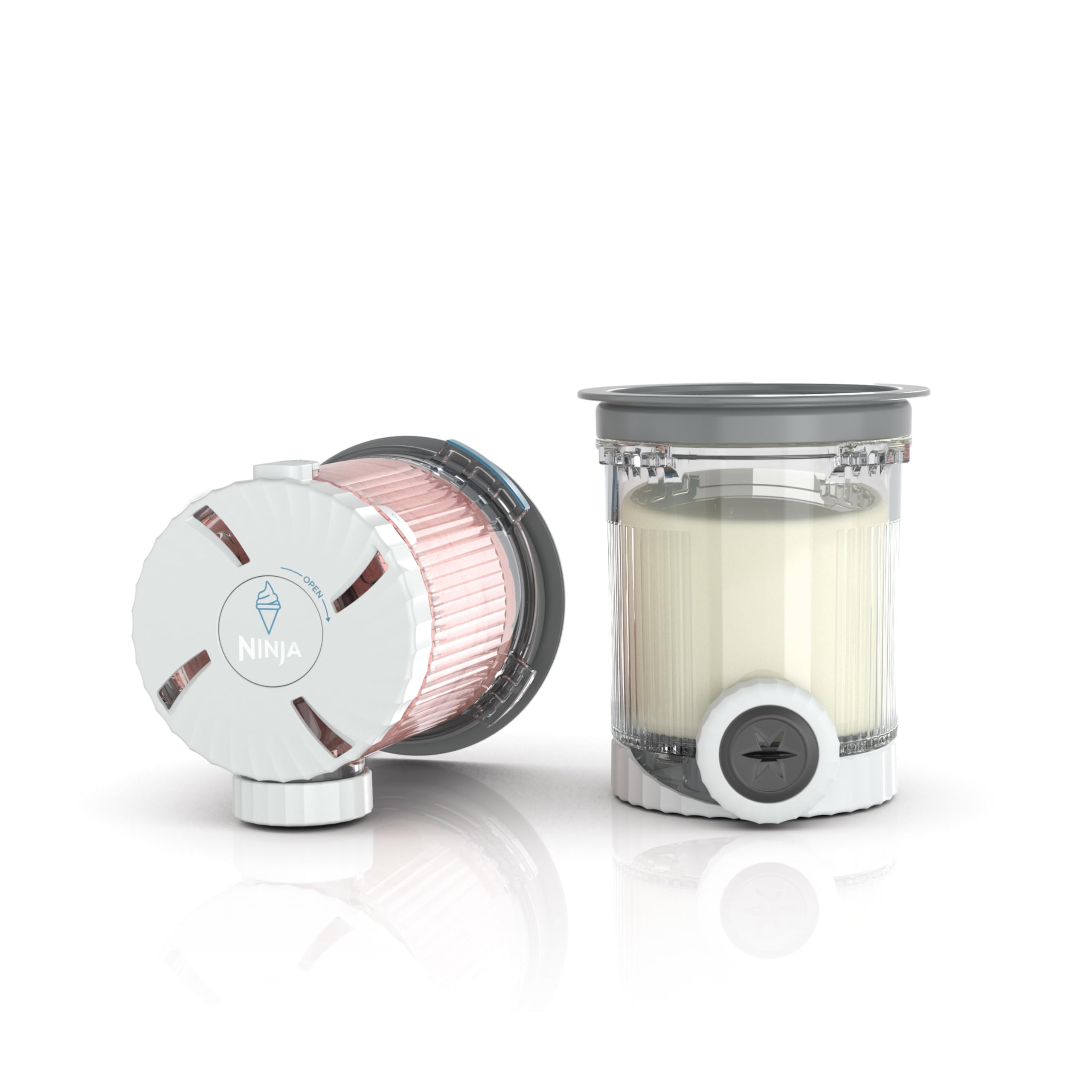 Ninja Swirl by CREAMi Pints and Lids - 2 Pack, Compatible with NC700 Series Ninja Swirl Ice Cream & Soft Serve Makers, BPA-Free & Dishwasher Safe, Grey Lids, XSK7PNTLD2