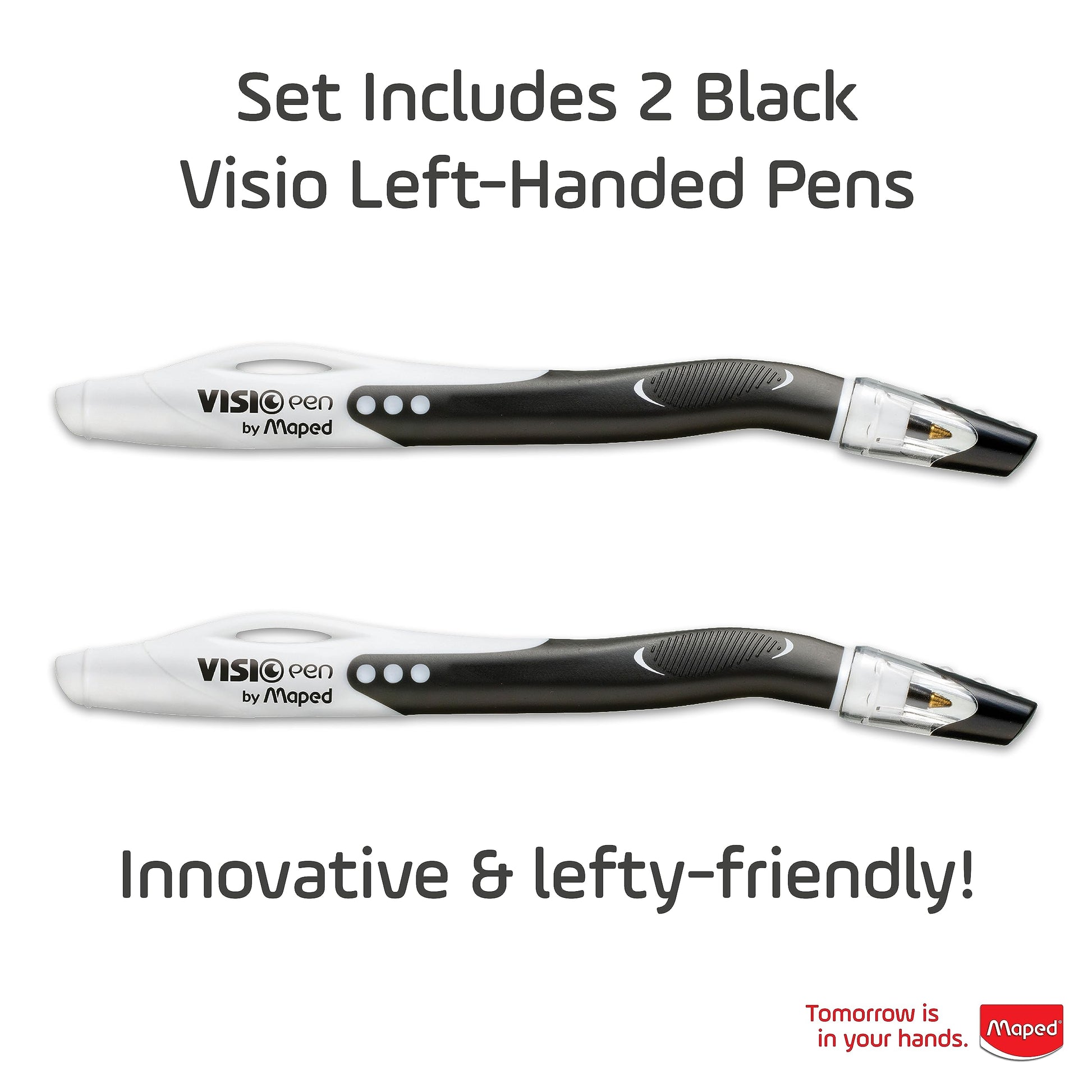 Maped - Visio Left-Handed Quick-Drying Ballpoint Pen - 2 Pack - Left Handed - Innovative Left Handed - Innovative Left Handed - Innovative