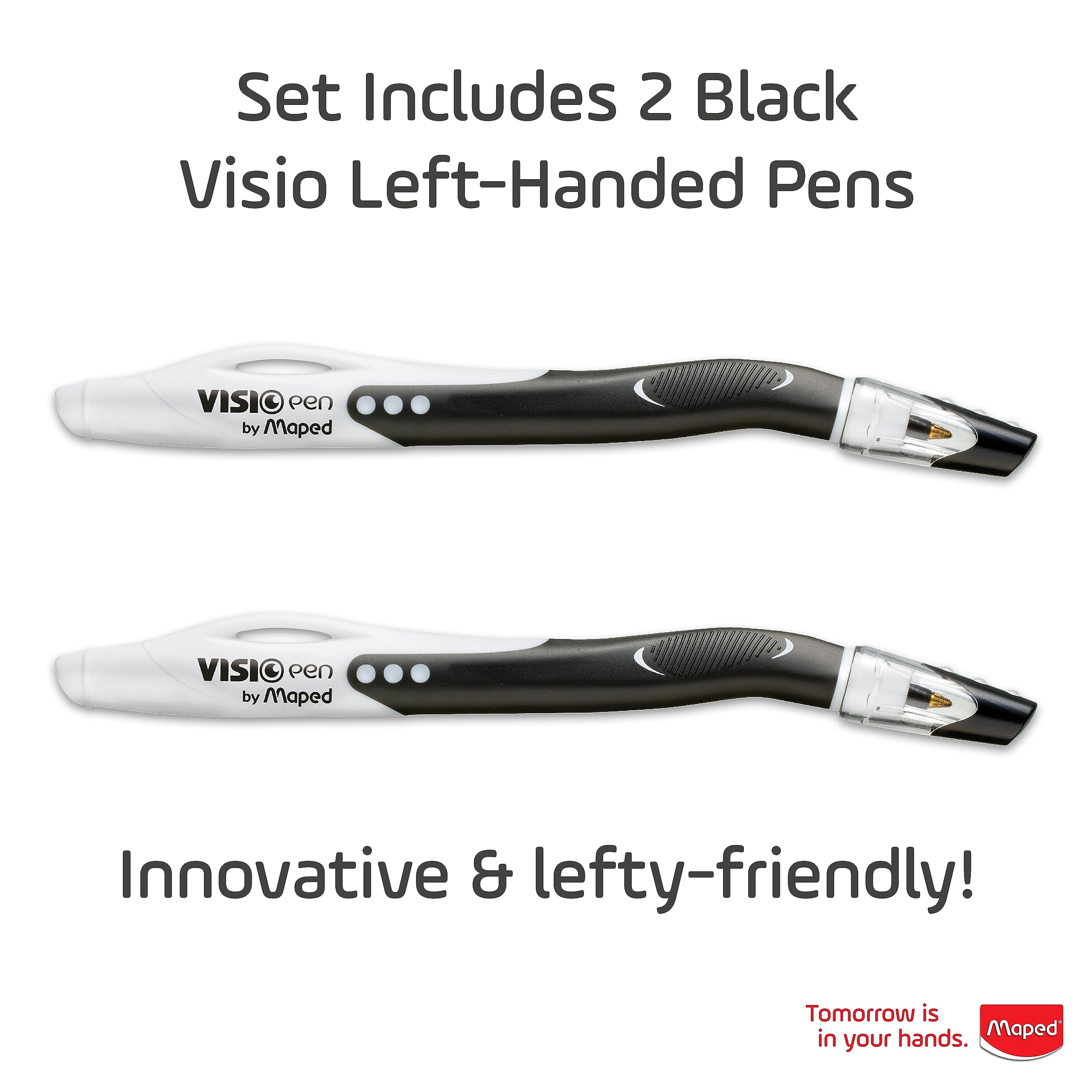 Maped - Visio Left-Handed Quick-Drying Ballpoint Pen - 2 Pack - Left Handed - Innovative Left Handed - Innovative Left Handed - Innovative