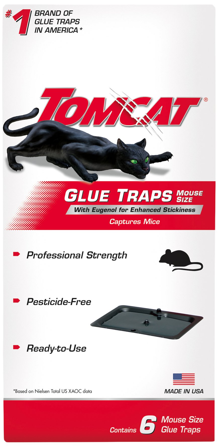 Tomcat Glue Traps Mouse Size with Eugenol for Enhanced Stickiness for Mice, Cockroaches, and Spiders, 6 Traps
