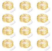 12 Pack Battery Operated Fairy String Lights 7 Feet 20 Led Waterproof Silver Wire Firefly Starry Moon Lights for Bedroom DIY Party Wedding Patio Christmas