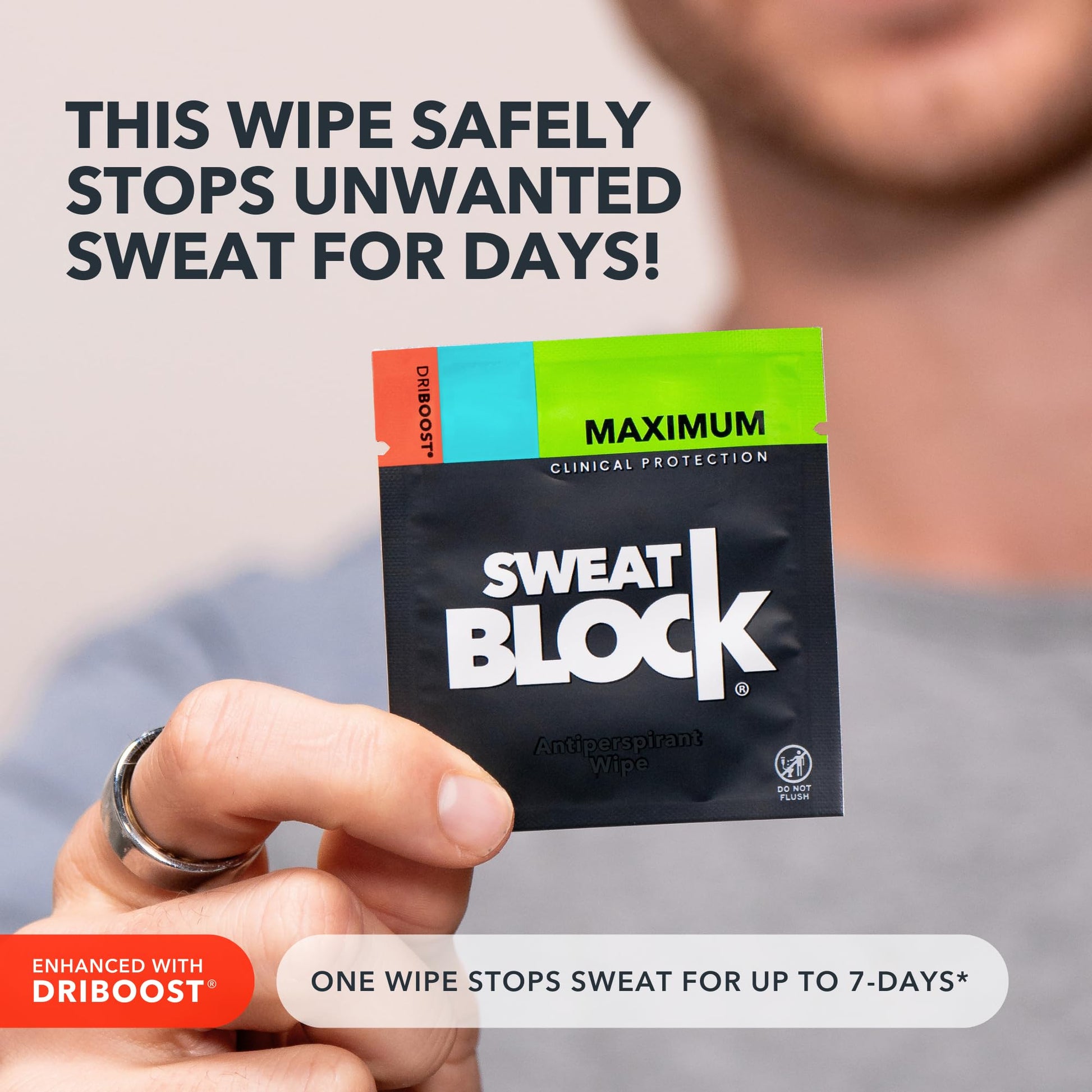 SweatBlock Clinical Strength Antiperspirant Wipes for Men and Women Excessive Sweat Protection Hyperhidrosis Treatment Stops Underarm Perspiration Up to 7 Days Includes 10 Individually Wrapped Wipes