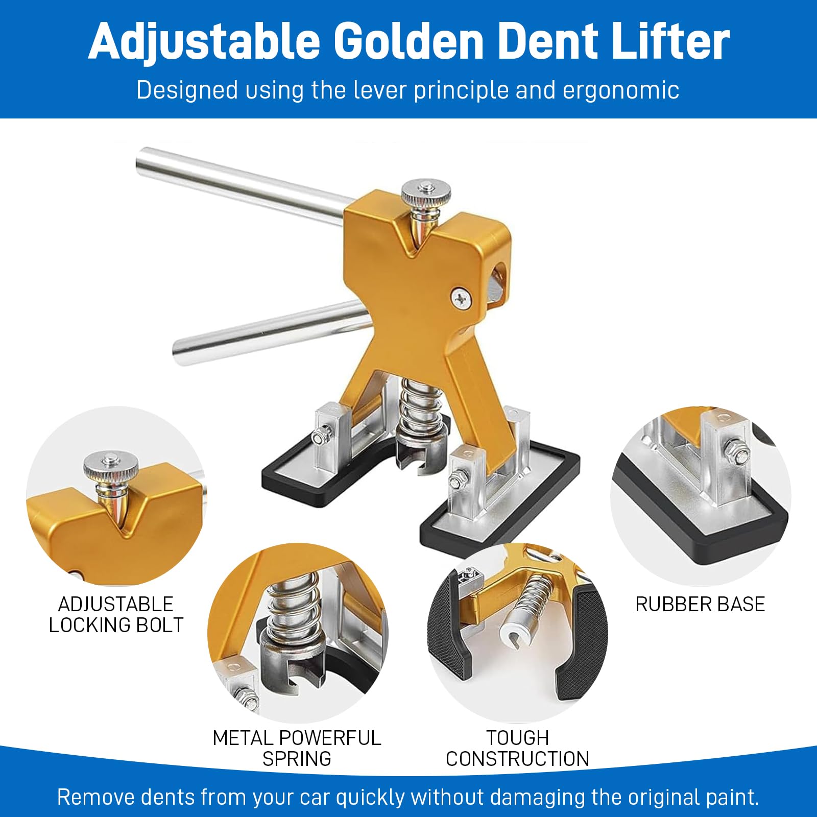 97pcs Dent Puller Kit, Car Dent Puller for Dent Removal, Paintless Dent Removal Kit with Golden Lifter, Bridge Puller, Slide Hammer T-Bar, Dent Remover Tool for Car Refrigerator Door Ding Repair