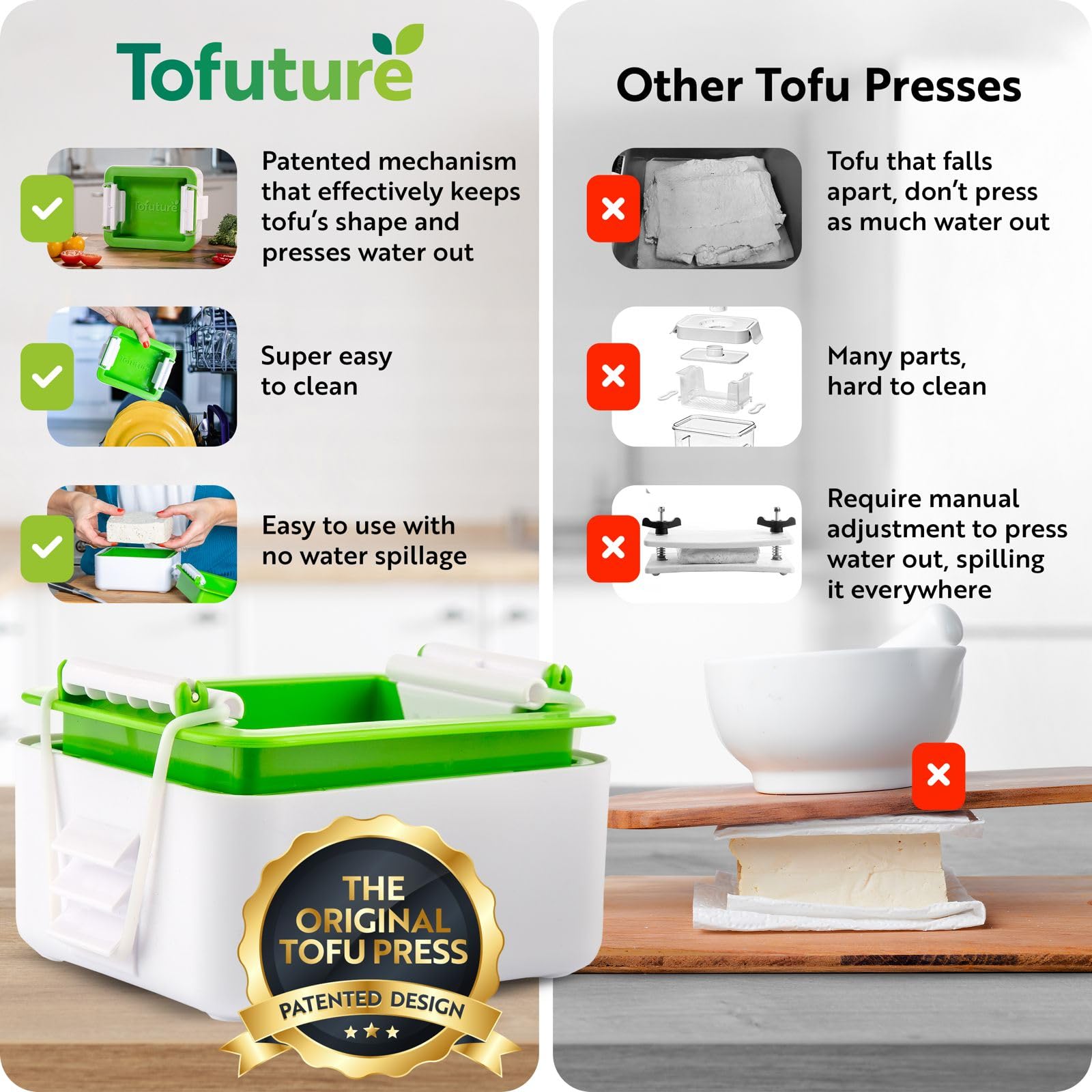 Tofuture Tofu Press by Tofuture - The Original and Best Tofu Press. Easily And Quickly Remove Water from Tofu to Improve the Flavor and give Perfect Texture Everytime