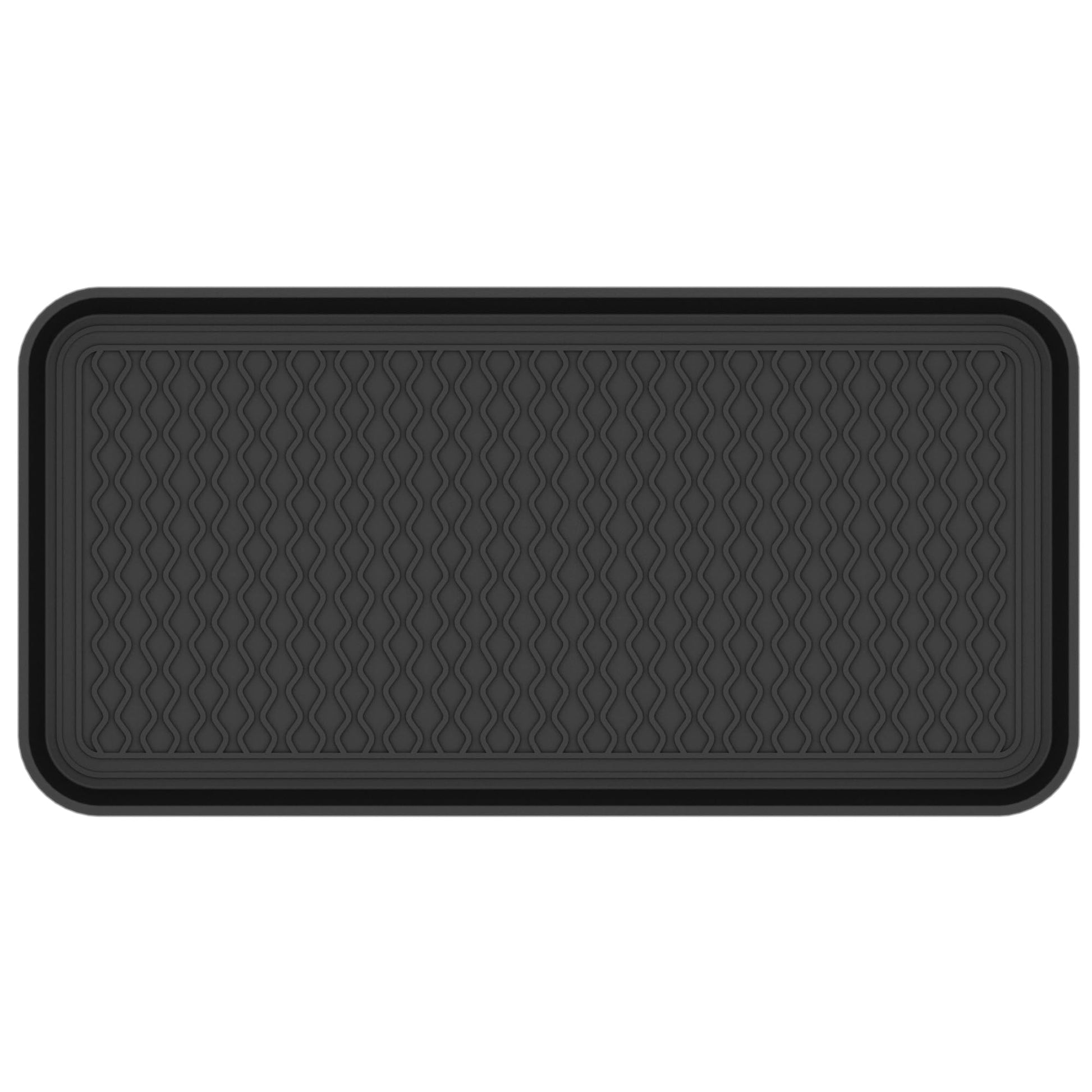 Ottomanson 15” x 30” Multi-Purpose Boot Tray - Waterproof Mat for Shoes, Pet Food, Litter Box, Painting & Planting - 1.2” Raised Edge for Spill Protection