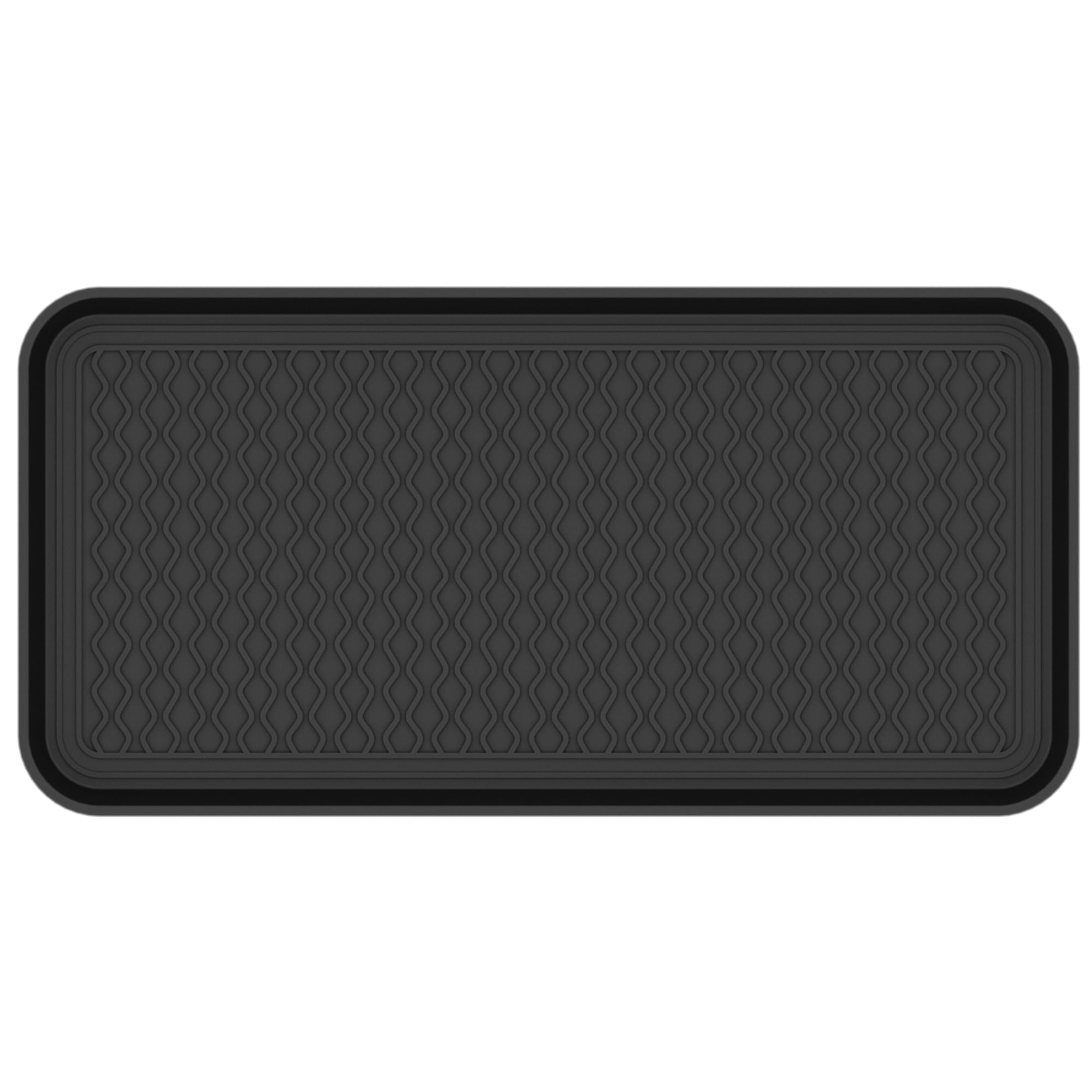 Ottomanson 15” x 30” Multi-Purpose Boot Tray - Waterproof Mat for Shoes, Pet Food, Litter Box, Painting & Planting - 1.2” Raised Edge for Spill Protection