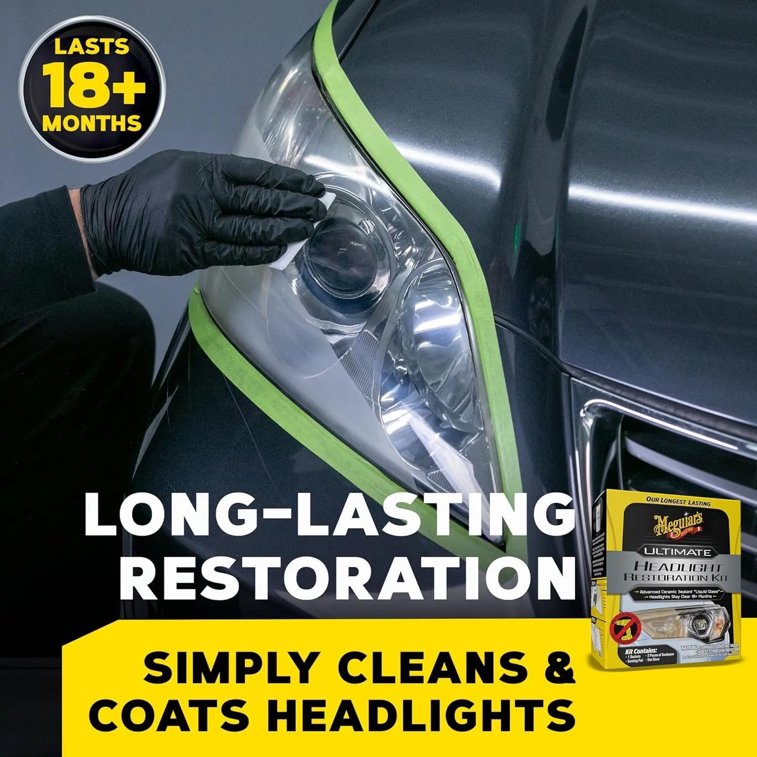 Meguiar's Ultimate Headlight Restoration Kit - The Perfect Headlight Repair Kit to Remove Yellowing and Cloudiness from Headlights - Easy to Use and Seals Headlights with 18 Plus Months of Protection