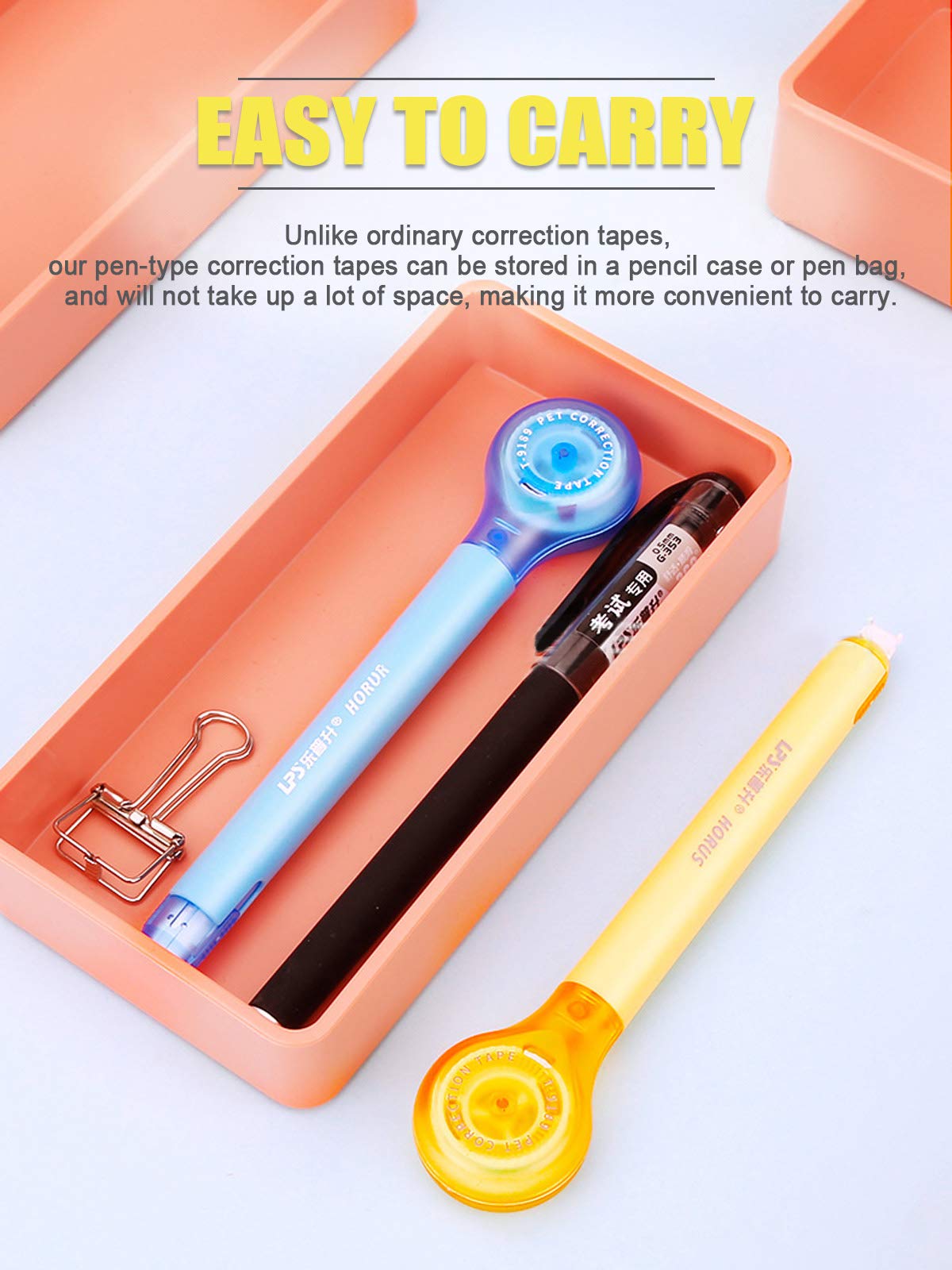 Alopuxi 5pcs Correction Tape Pen, White, 1/5" x 236", Push-pull Protectiv