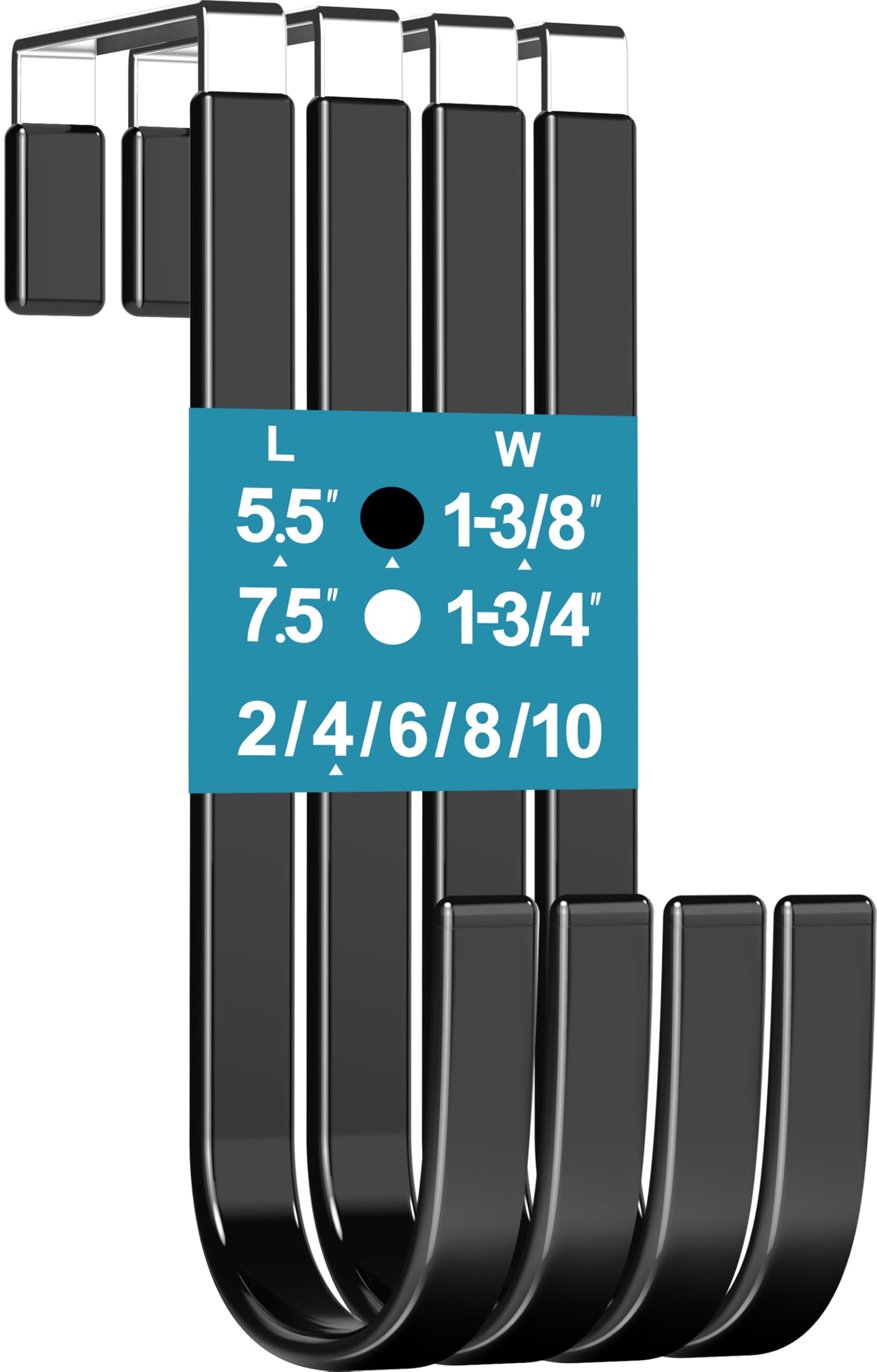 Over the Door Hooks Fit Interior Door up to 1 3/8" Optimal, Steel w/ Rubber Coating, Not for Front Door, for Hanging Towel Robe Hanger Bathroom Bunk Wreath Ironing Board Holder Cute 4pcs 5.5" White