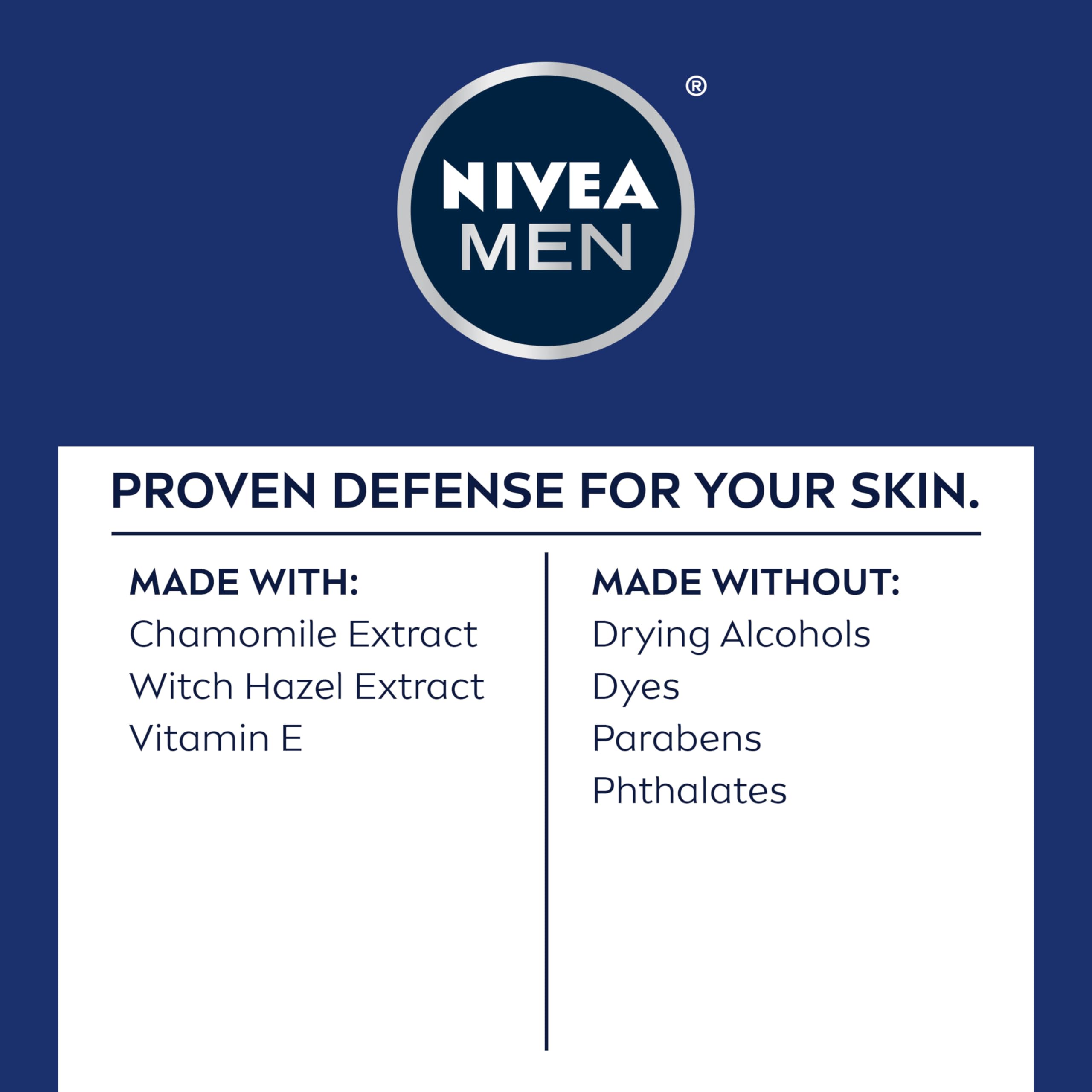 NIVEA MEN Sensitive Shave Foam with Vitamin E and Chamomile and Witch Hazel Extracts, Alcohol Free Shaving Foam for Men Protects and Comforts Sensitive Skin, 7 Oz Can - Pack of 6