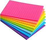 6 Pads Lined Sticky Notes 3x3 Sticky Notes with Lines Self-Stick Note Pads 6 Bright Multi Colors,100 Sheet/Pad