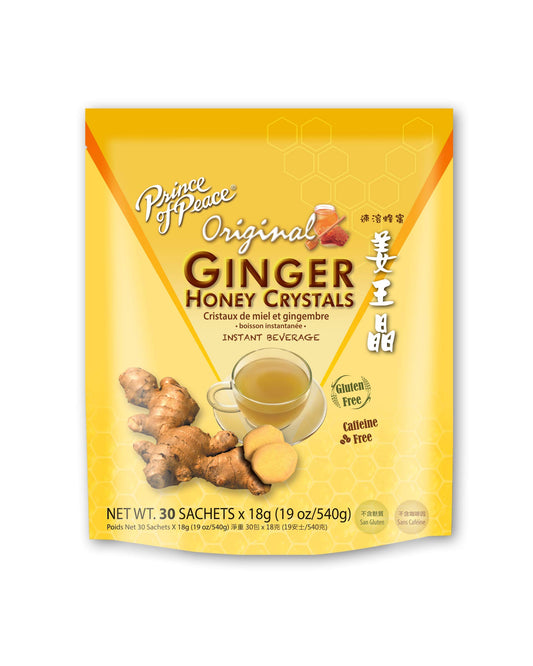 Prince of Peace Instant Ginger Honey Crystals, 30 Sachets – Instant Hot or Cold Beverage – Easy to Brew Ginger and Honey Crystals