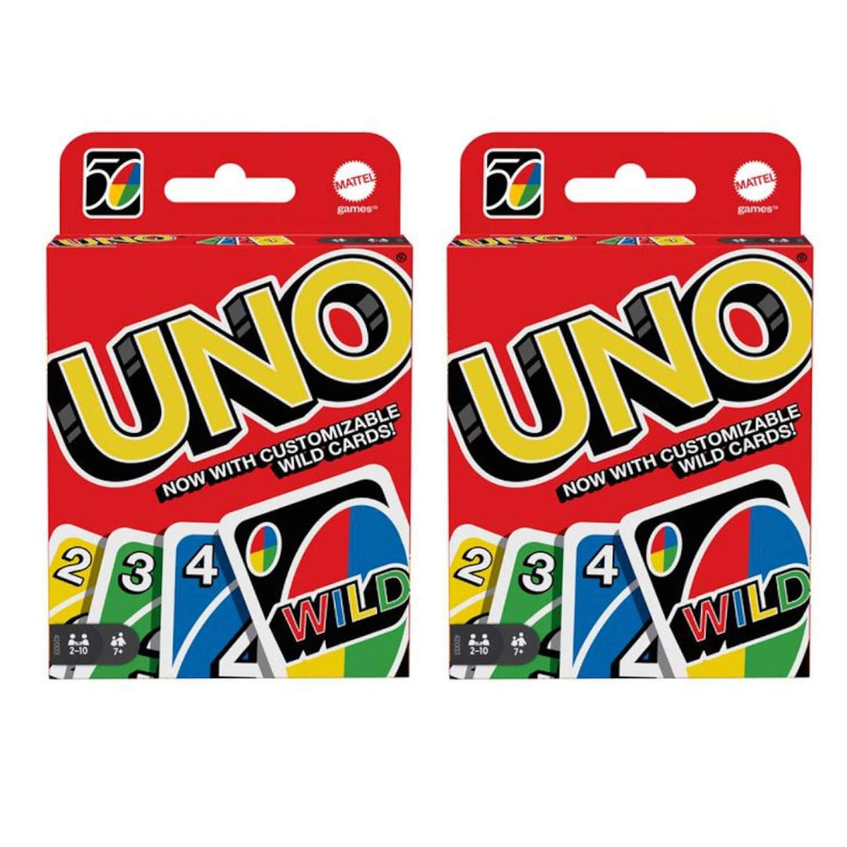 Mattel 4347154784 Uno Kartenspiel, 2er-Pack, Rot