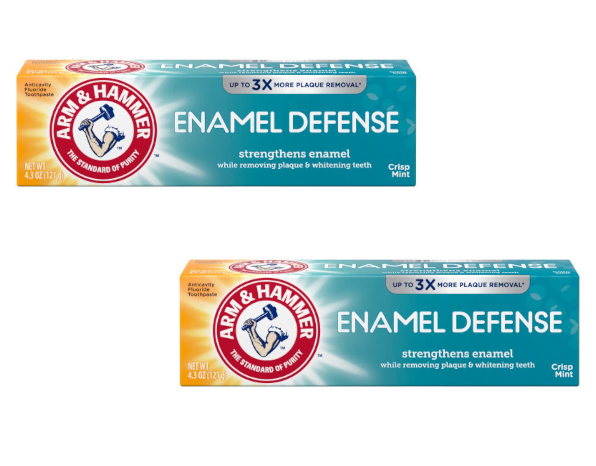 ARM & Hammer Truly Radiant Bright & Strong Fluoride Anticavity Toothpaste Fresh Mint 4.3 oz (Packs of 2)