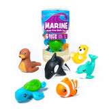 Tub Works® Marine™ Mold Free Bath Toys, 6 Pack | Sealed, No Hole Bath Toys Design Keeps Moisture Out | Soft, Squeezable & Float on Water | Easy-Grip Baby & Toddler Bath Toys | Great Baby Pool Toys