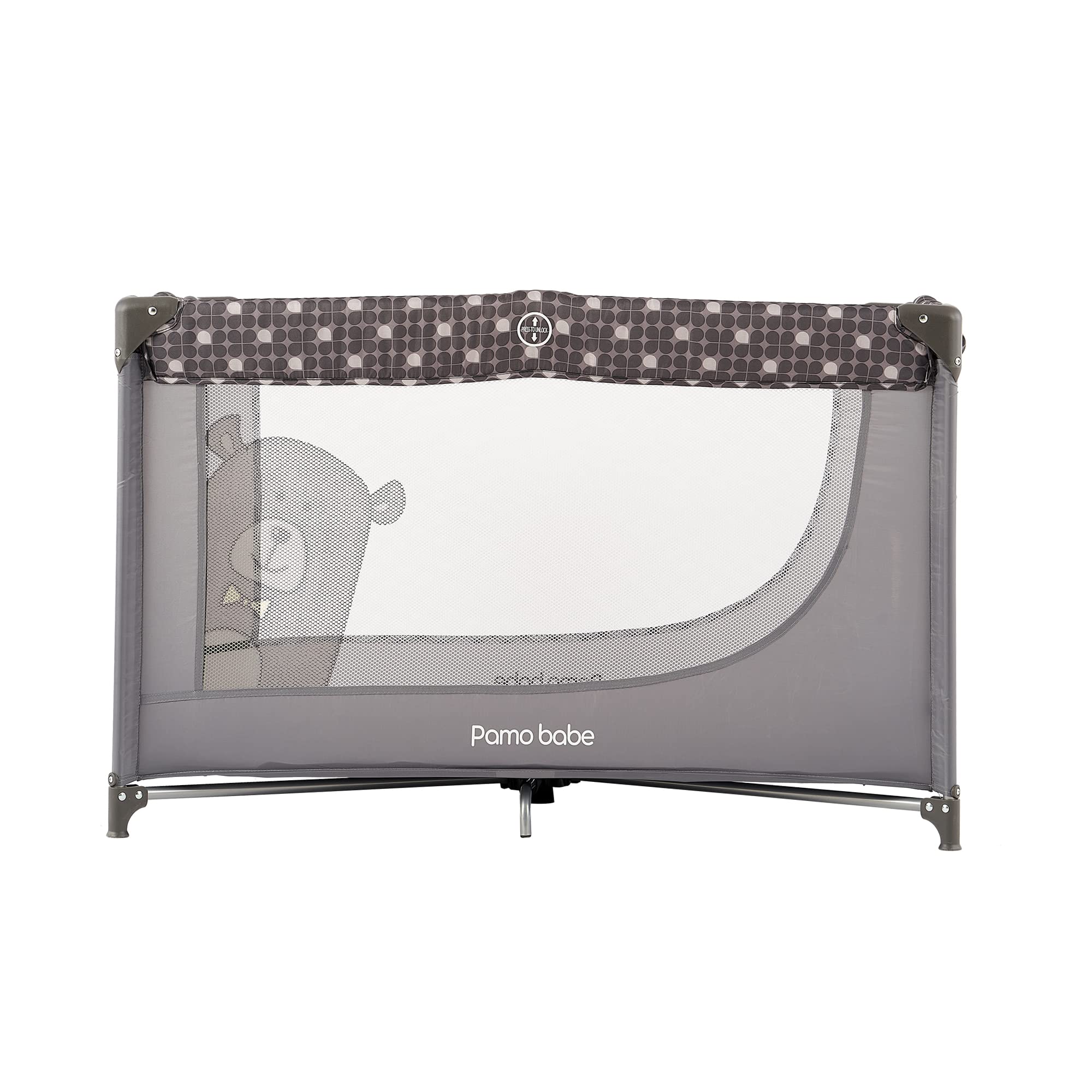 Pamo Babe Portable Crib Baby Playpen with Mattress and Carry Bag (Grey)