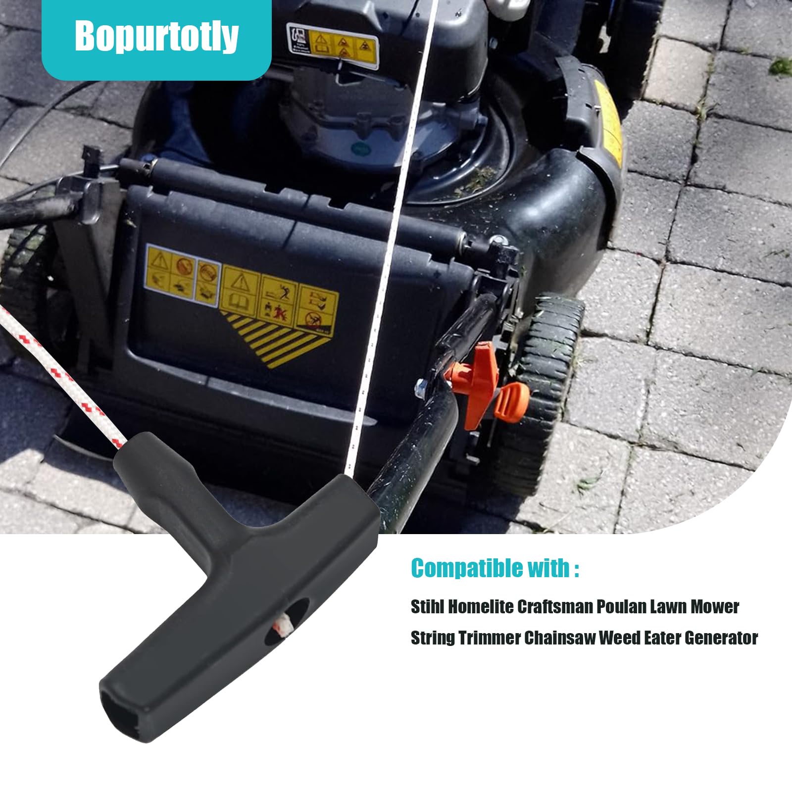 New Recoil Starter Rope 3-Meter Pull Cord with Starter Handle Replacement for Lawn Mower ChainsawTrimmer Edger Brush Cutter Engine Parts(Red and White Cord,3.5 mm)