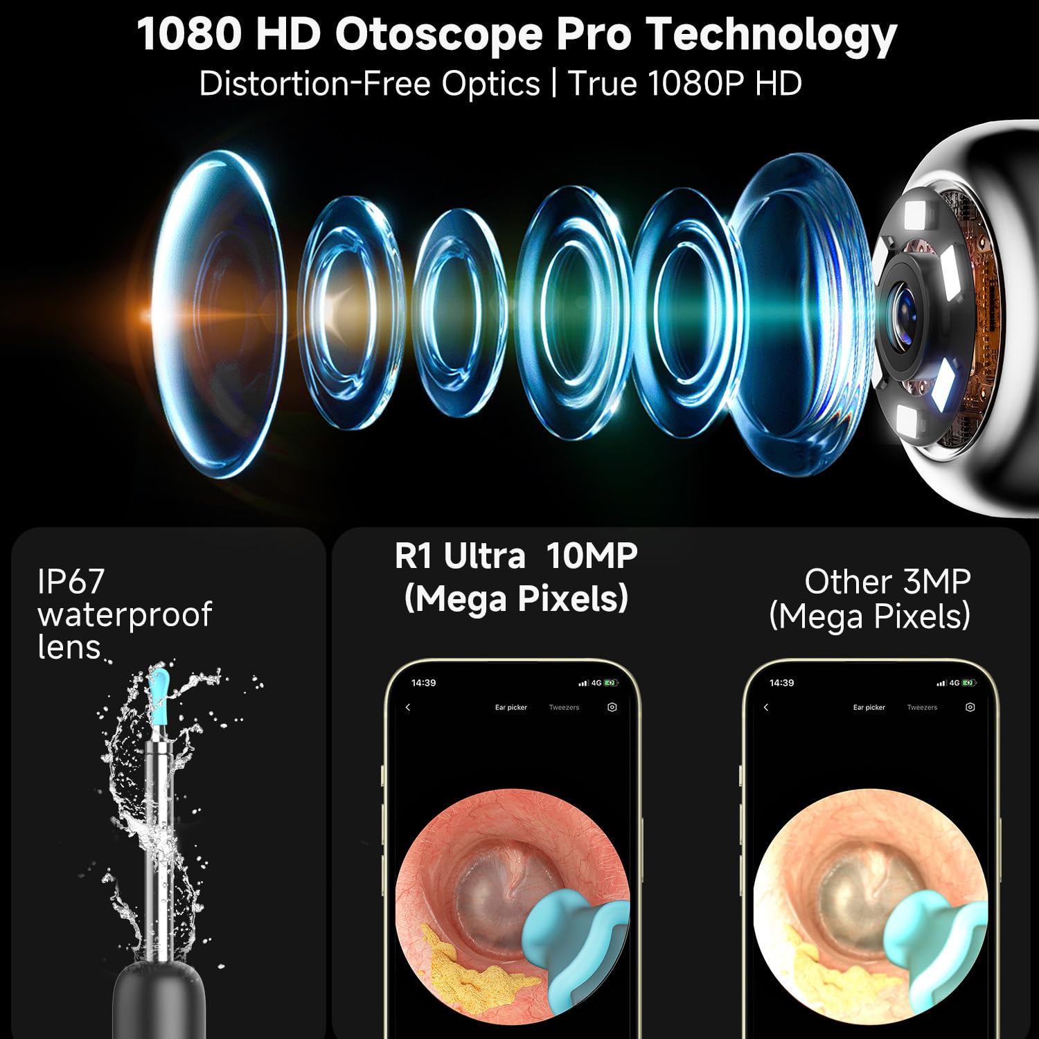 BEBIRD R1 Ultra Ear Wax Removal, Ear Cleaner with Camera Ear Scope, Wax Remove Ear Pick with Ear Otoscope Tweezers, Visual Dropper Cleaning Kit, Ear/Nose/Throat Examination Tool with Light for Family