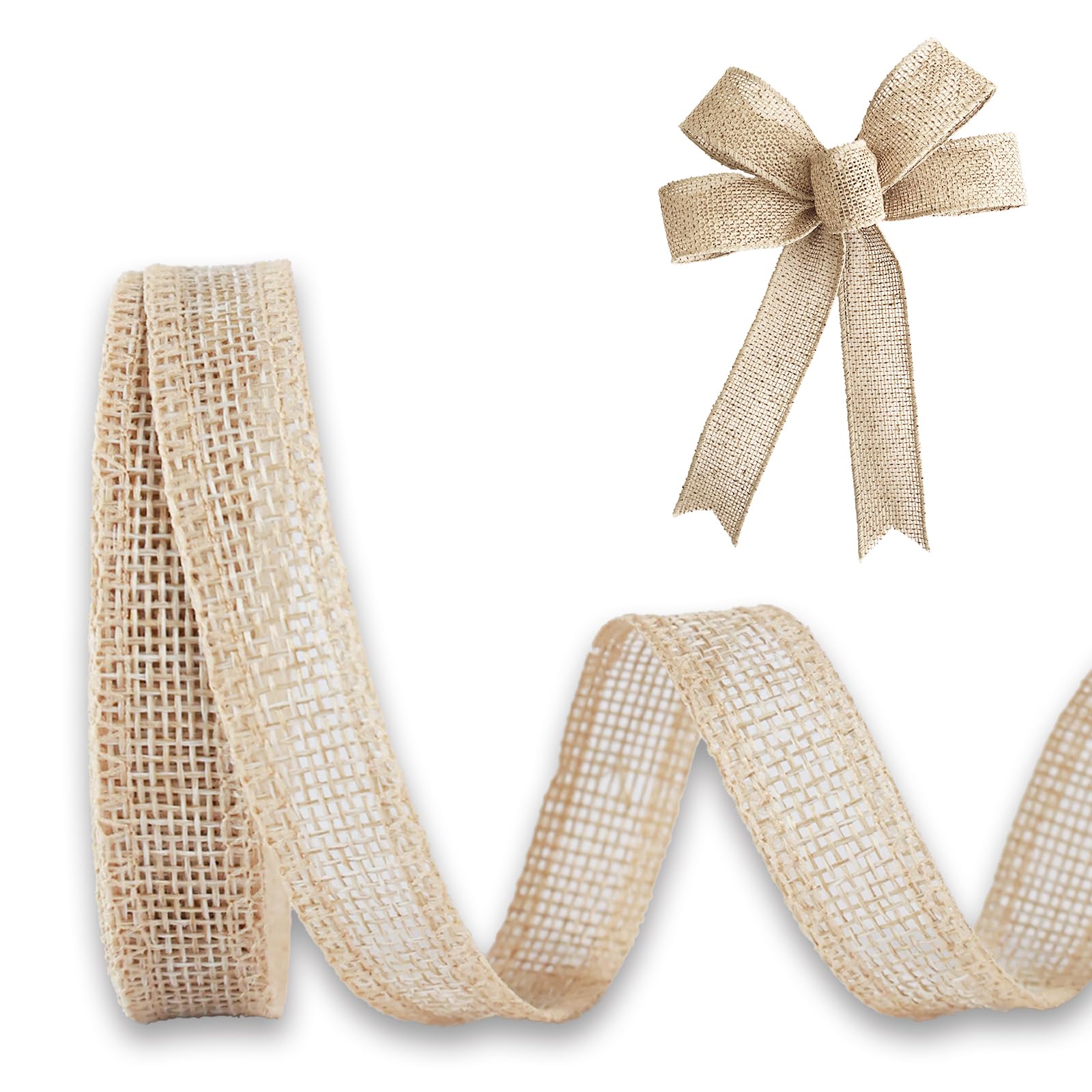 JaoZuyard Burlap Ribbon 1/2 inch X 10 Yard Natural Linen Woven Ribbon DIY Handmade Edging Production Wreath Holiday Decoration Gift Ribbons for Gift Wrapping Jute Linen Ribbons
