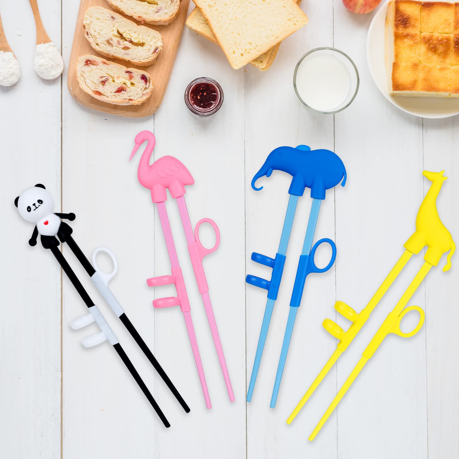 Plum Garden 4 pcs kid chopsticks, Training Chopsticks for Toddler Beginners Baby Children , training chopsticks with animals.