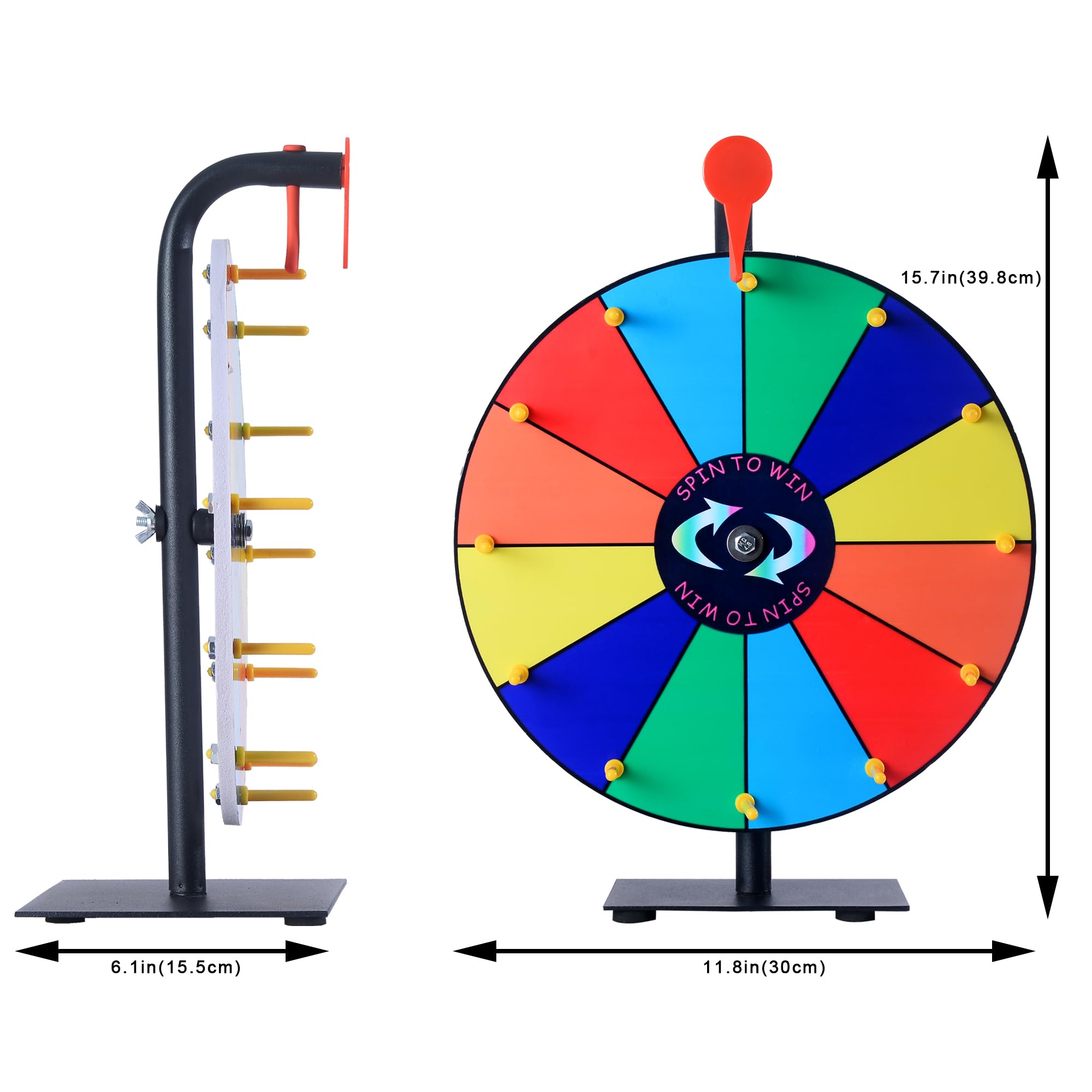 12 Inch Spin Wheel Prize Wheel with 12 Slots,Heavy Duty Base and Stand,Ideal for Carnival Events Home Parties and Tradeshows Engaging Spinning Wheel for Prizes Wheel of Fortune Spin the Wheel