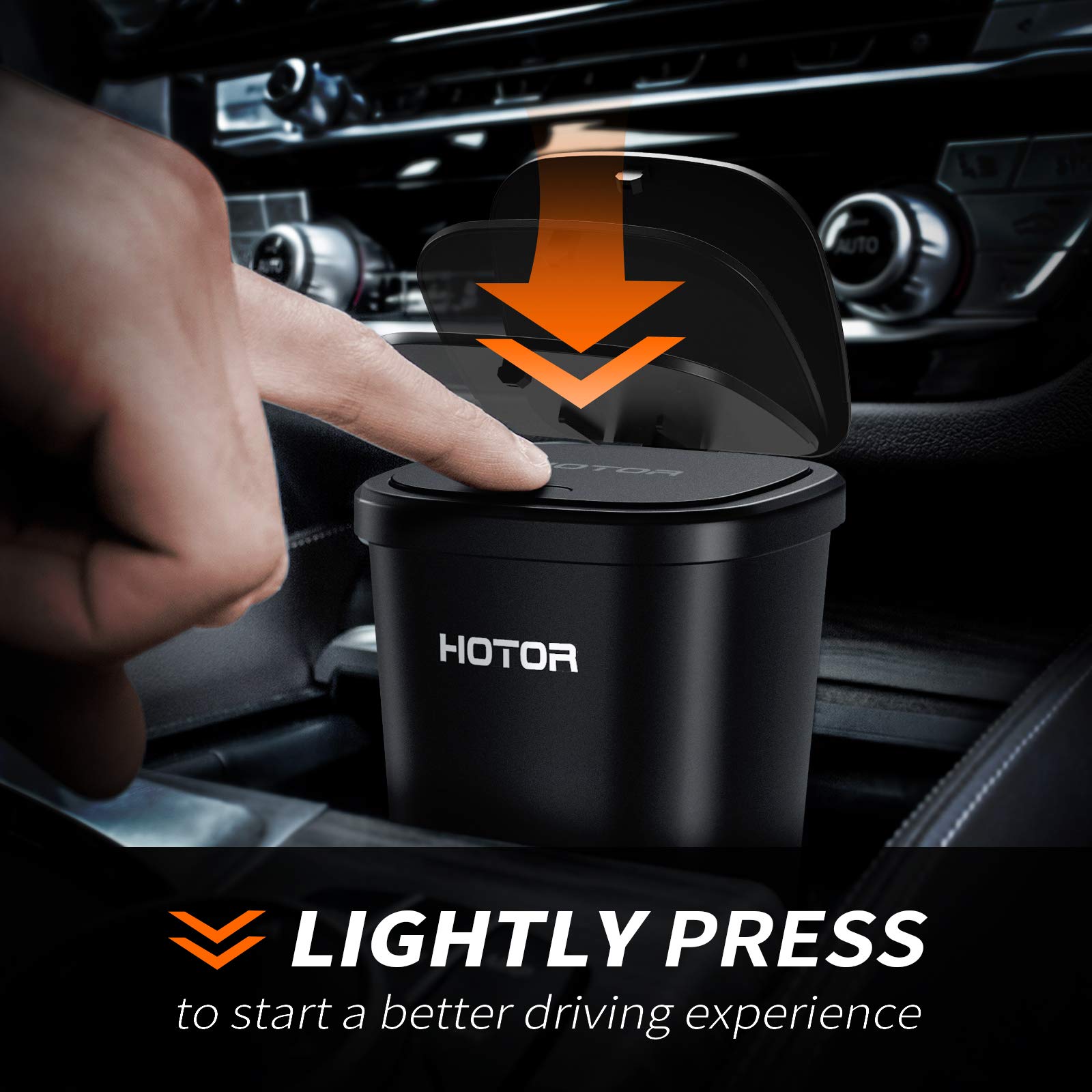 HOTOR Car Trash Can, Trash Cup with 30 Additional Trash Bags for Exclusive Using, Multipurpose for Office & Home to Meet Various Needs - 2 Packs, Black