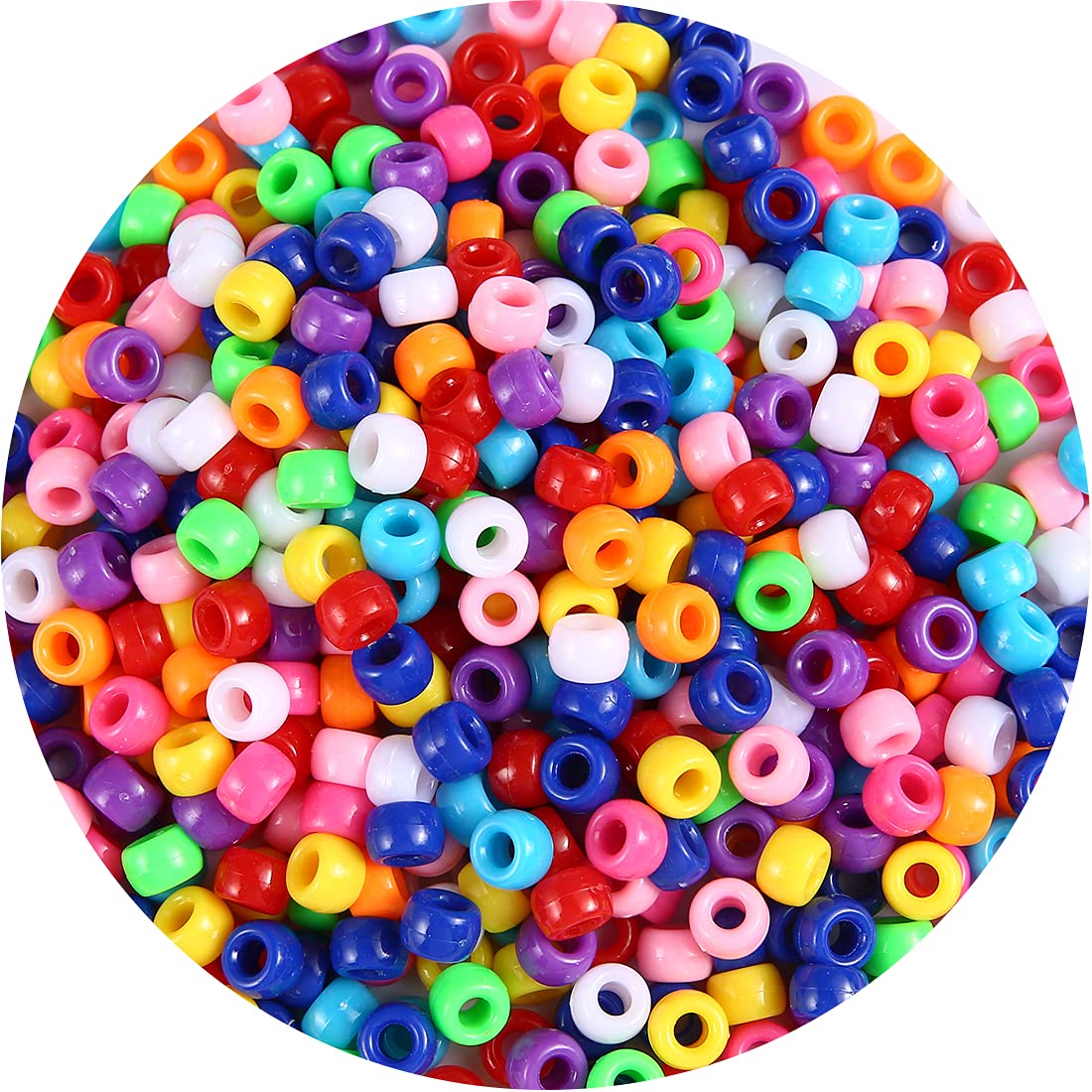 1000+ pcs Pony Beads, Multi-Colored Bracelet Beads for Hair Braids, Crafts, Plastic Beads (Medium Pack, Classic)…