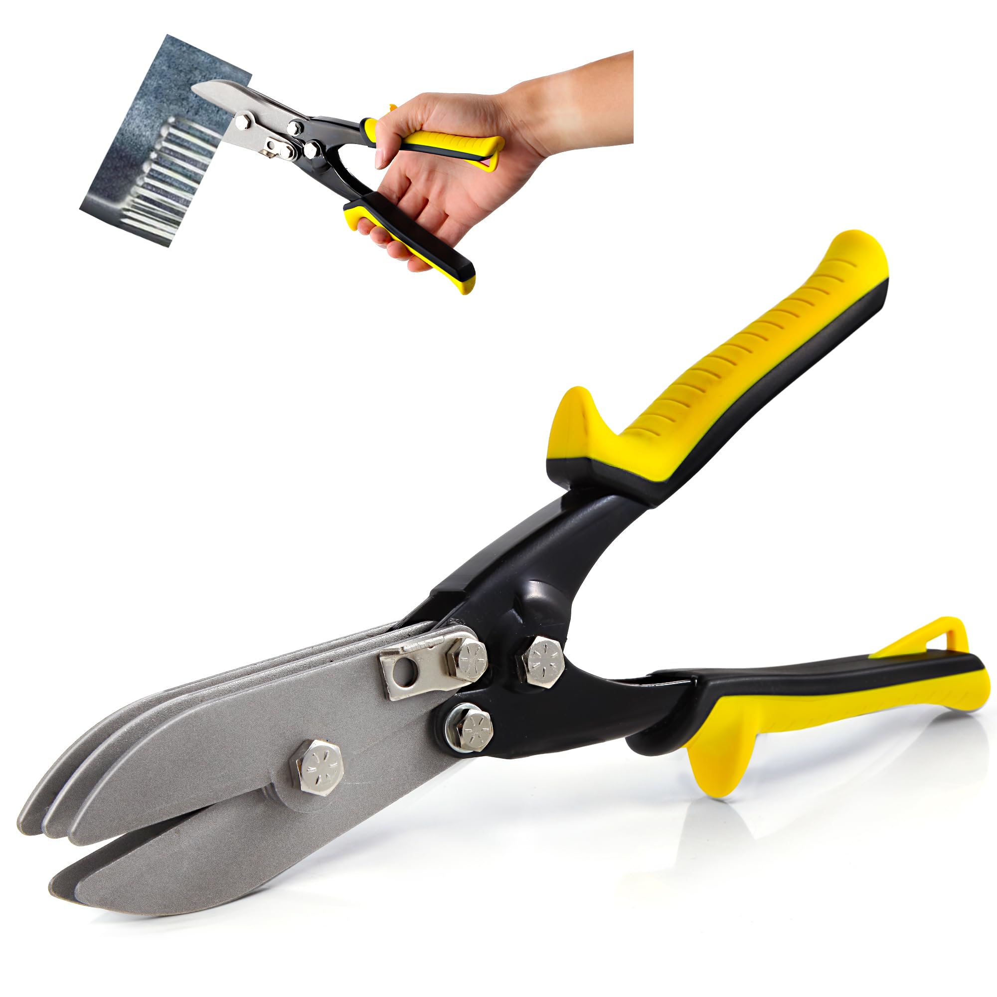 SLNIHAMS 5-Blatt Hand-Crimpzange Blechwerkzeuge, HVAC-Werkzeug für 24-28 Gauge Kanalrohre, Fallrohre und Ofenrohre, 10-1/2" Blech-Crimpzange für Dachrinnen-Endkappen und Kanäle