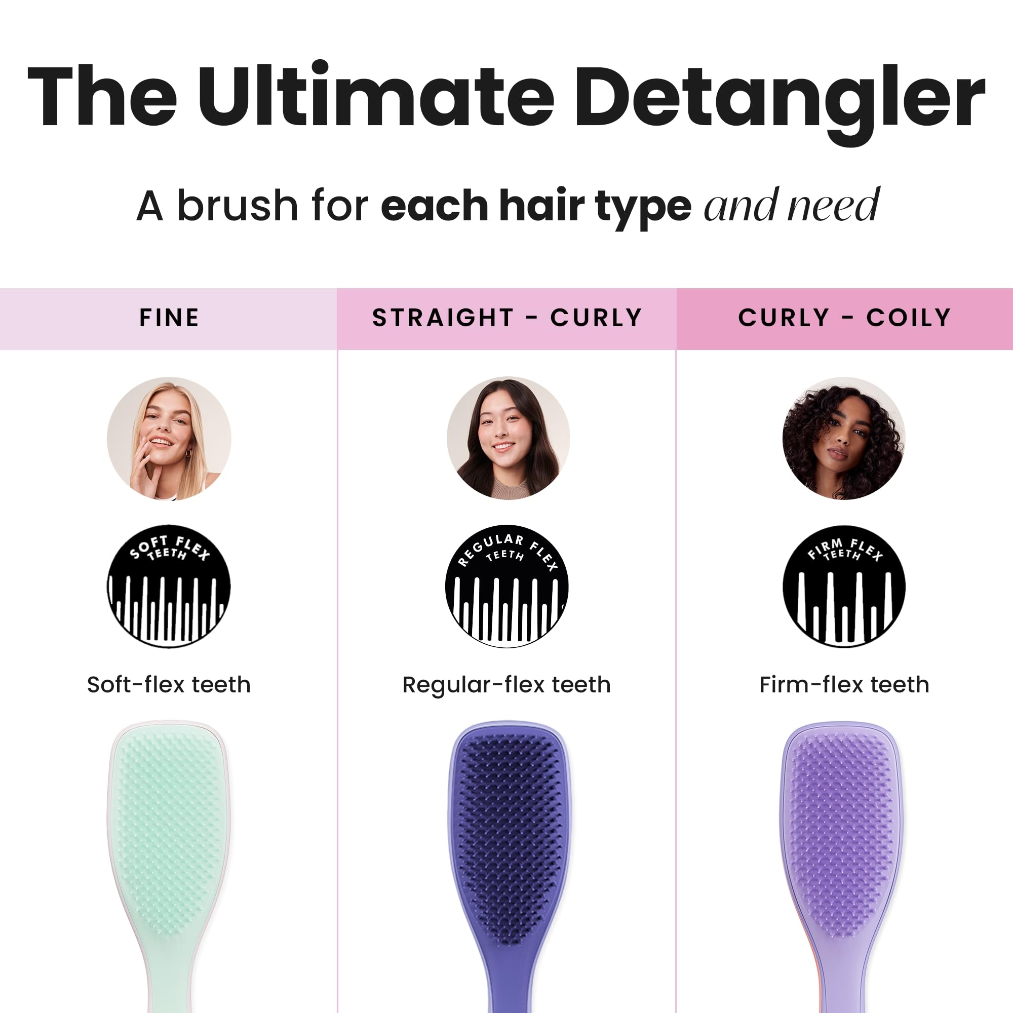 Tangle Teezer Ultimate Detangler Hairbrush for Wet & Dry Hair, Eliminates Knots & Reduces Breakage for All Hair Types, Millennial Pink