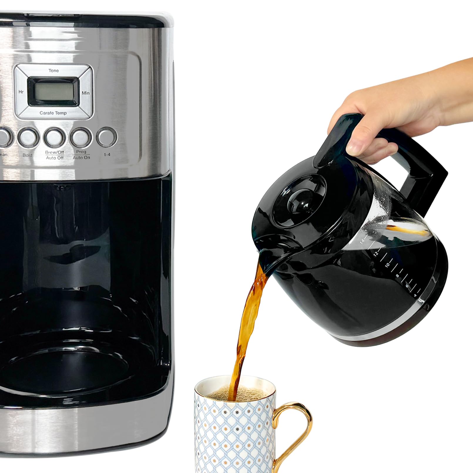 14-Cup Replacement Carafe Compatible with Cuisinart Coffee Maker Models DCC-3200, DCC-3200P1, DCC-2200, DCC-2600, DCC-2800 and CBC-7000PCFR Model# DCC-2200RC