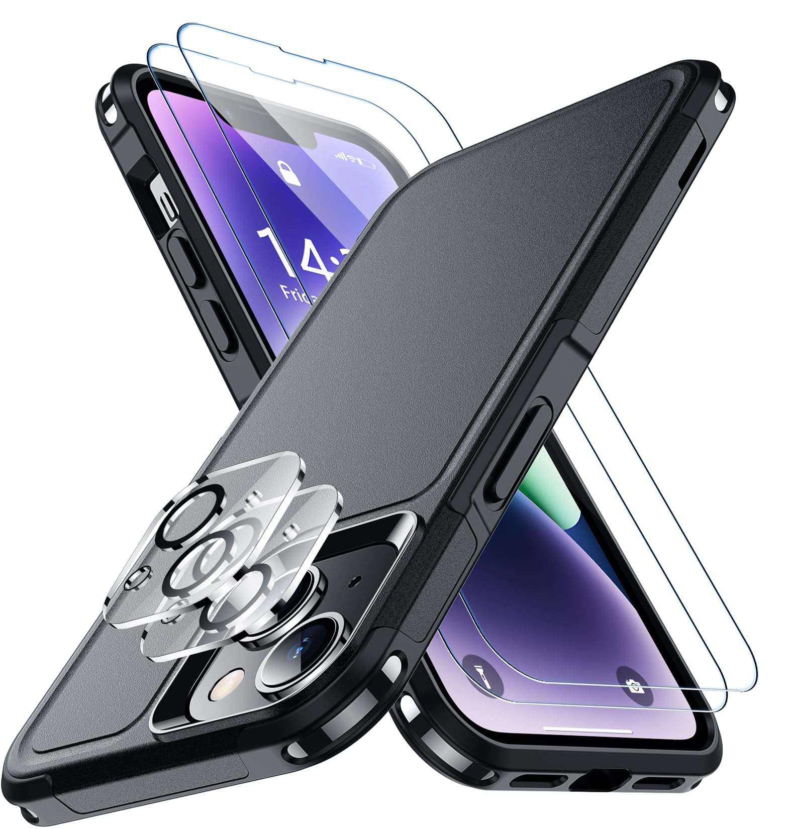 SPIDERCASE Designed for iPhone 12 Case/iPhone 12 Pro Case, [10 FT Military Grade Drop Protection] [with 2 pcs Tempered Glass Screen Protector] Protective Case for iPhone 12/12 Pro (Black)