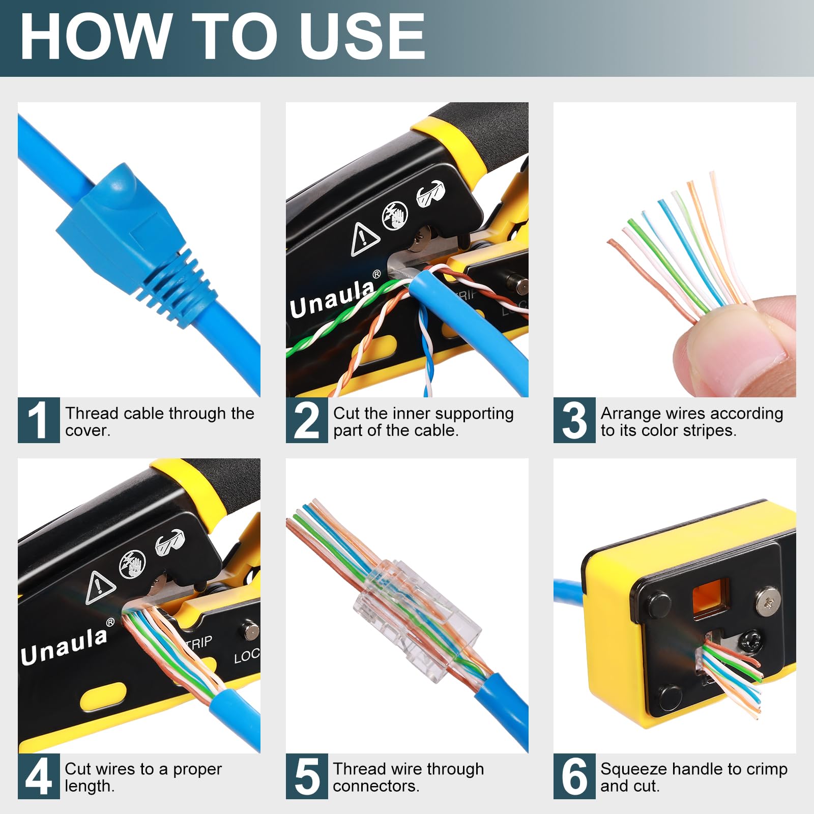 RJ45 Crimp Tool Pass Through Ethernet Crimper Kit Cat5 Cat6 Crimping Tool Kit, RJ45 Ethernet Crimping Tool Kit RJ45 Crimper