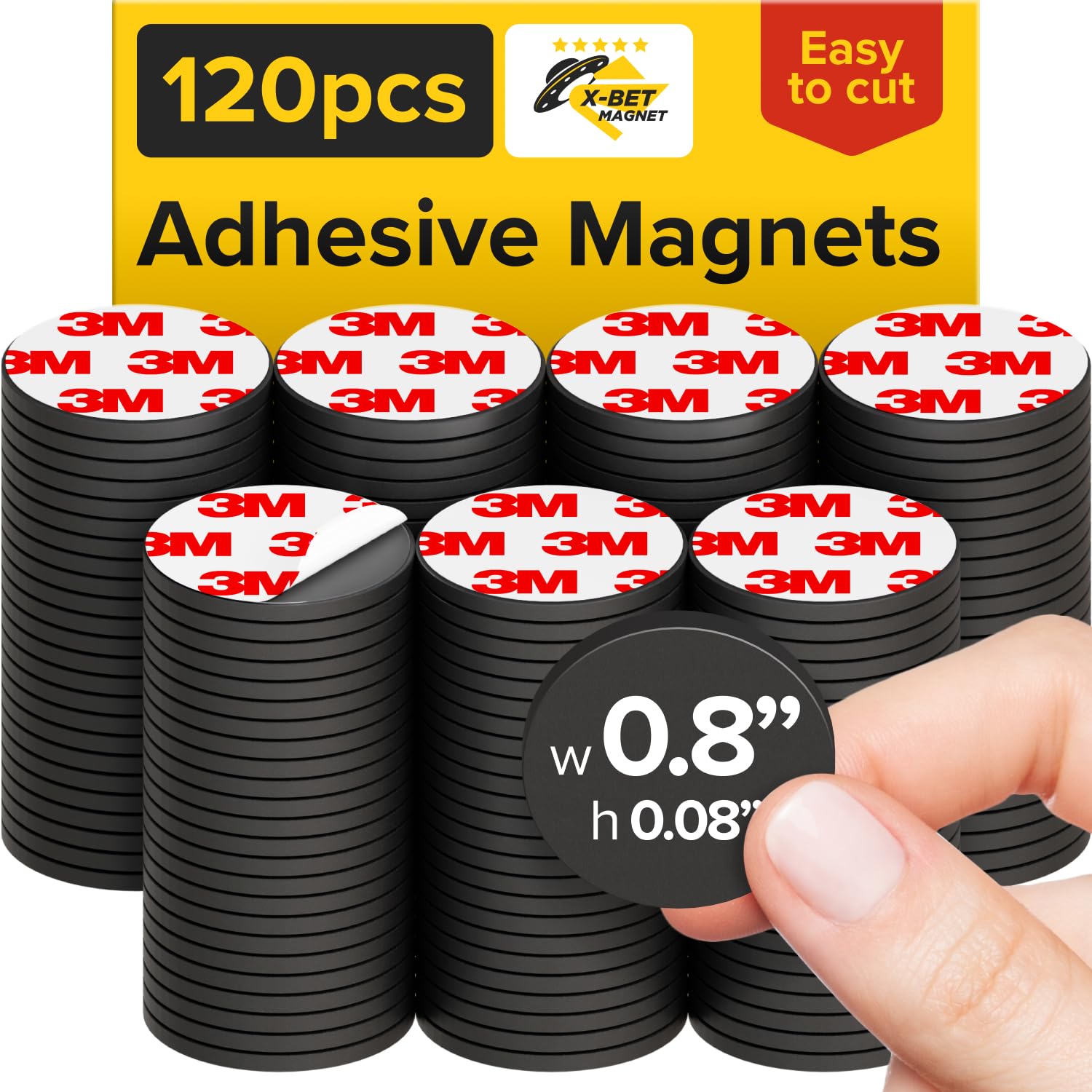 X-bet MAGNET Round Flexible Magnets with Adhesive Backing - (120pcs 0.8"x0.08") Magnetic Dots for Whiteboard, Fridge - Stickers for Planning and Organization - Teacher Must Have - Teacher Supplies