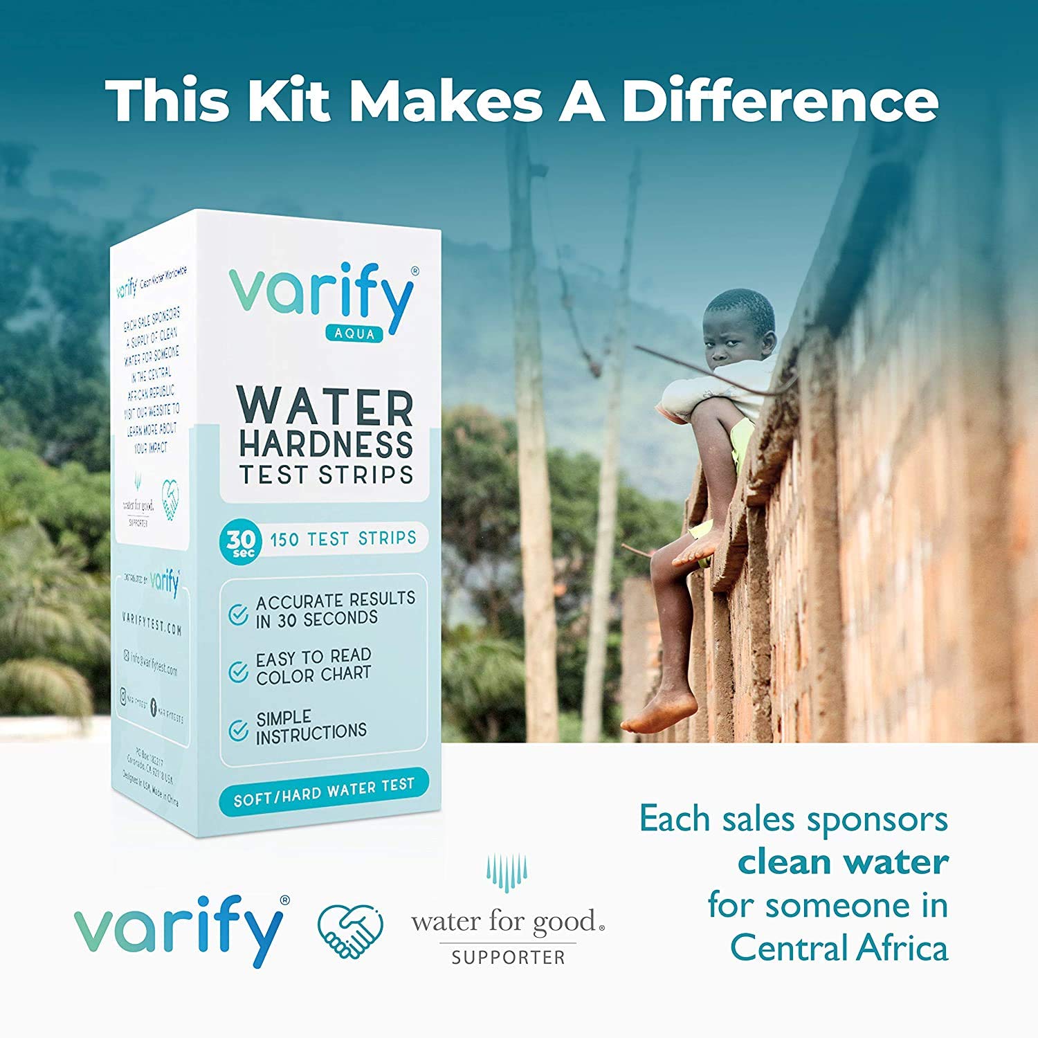 Varify Water Hardness Test Kit - Water Testing Kit for Home, Drinking, Well, Spa, Swimming Pool, Softener, Dishwasher & More - Hard Water Test Strips for Calcium, Magnesium etc (0-425 pmm, 150 Strips)