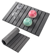 Oxydrily Stone Drying Mat for Kitchen Counter, Large Dark Gray Foldable Diatomaceous Earth Dish Drying Mat, Quick-Dry Absorbent Bath & Countertop Mat for Dishes Bottles Cups 23"x15.3"