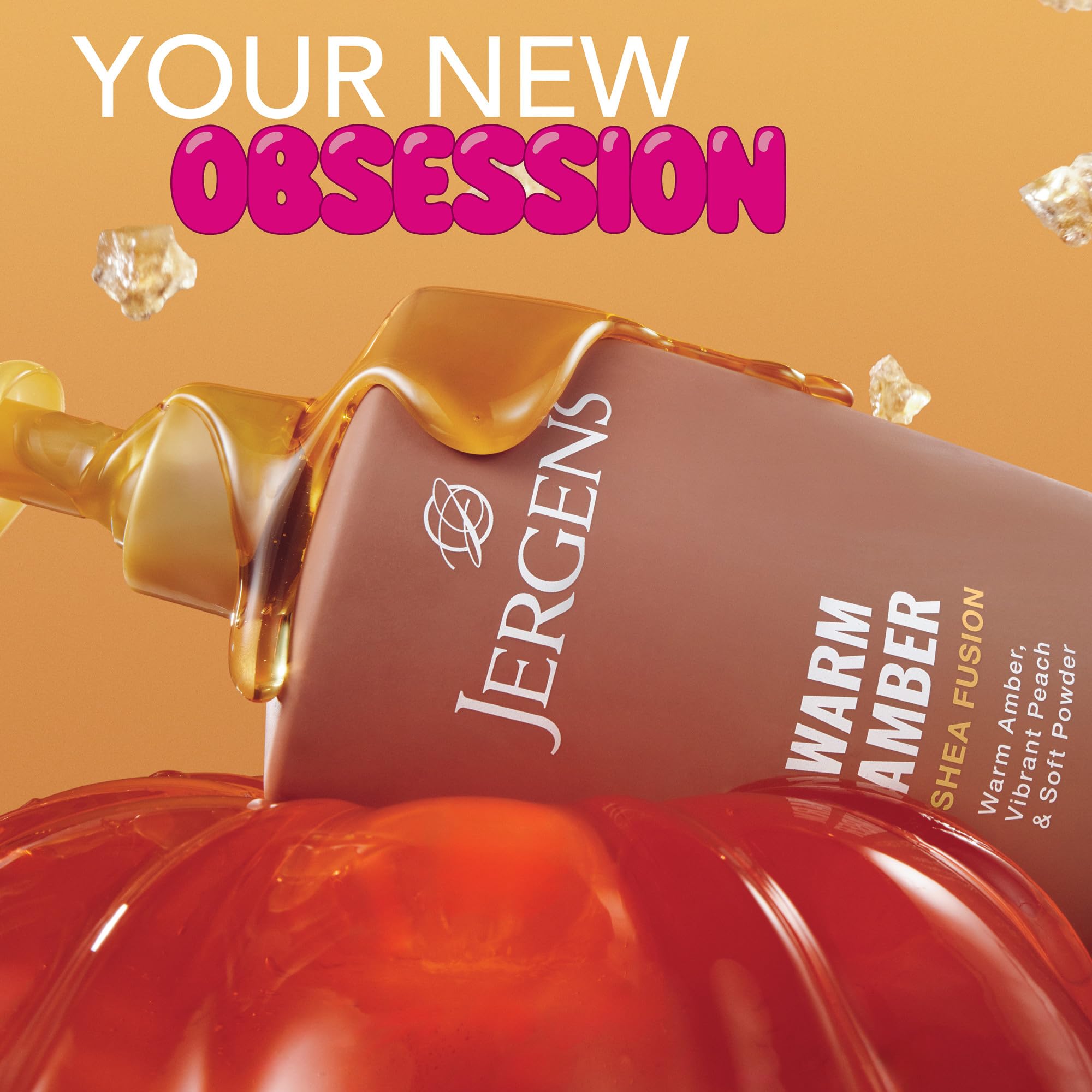 Jergens Shea Fusion Warm Amber Body Lotion, Moisturizer with Shea Butter & Vitamin E, 14 Fl Oz