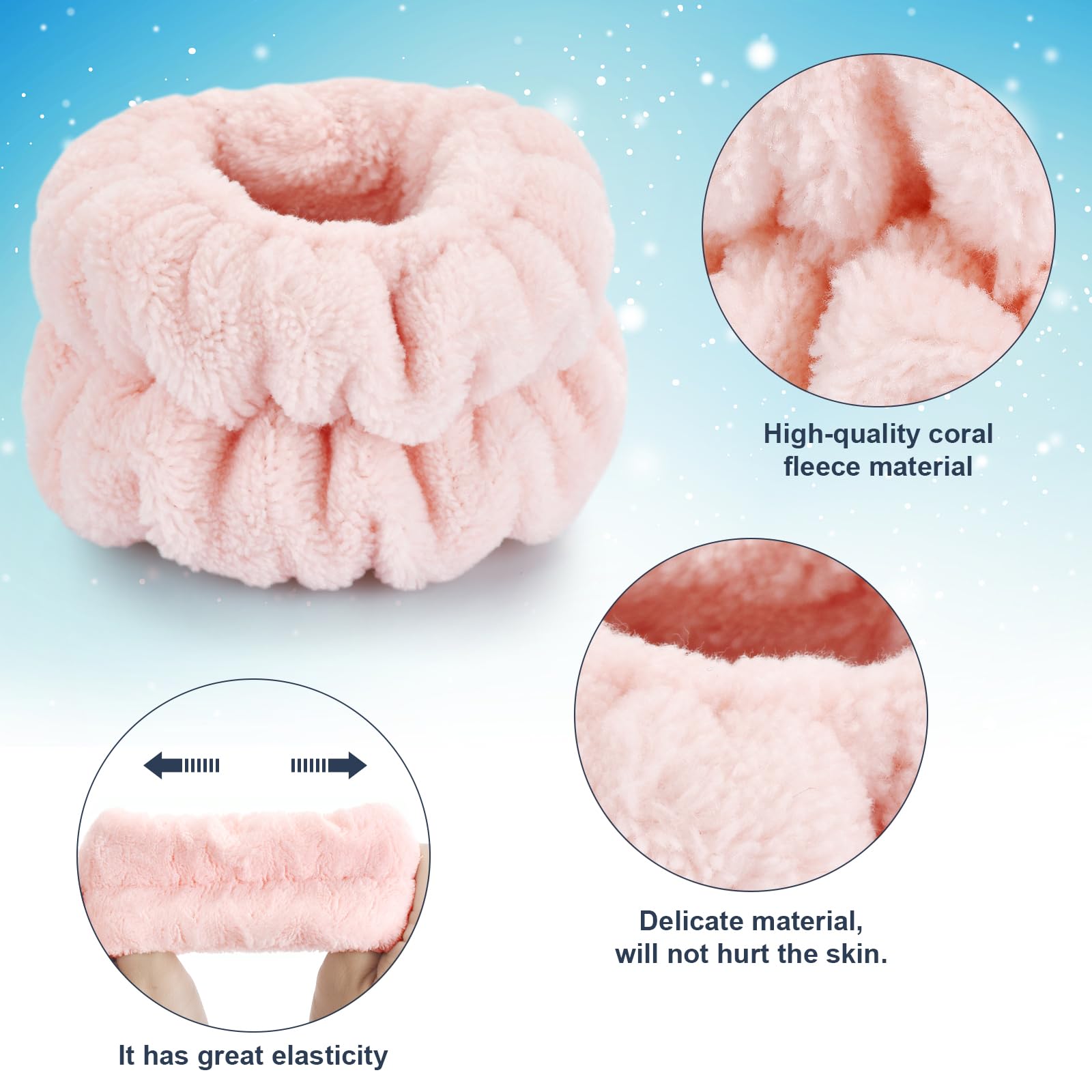 Dorbetar Wrist Bands for Washing Face, Microfiber Wrist Towels for Washing Face, Spa Wristbands for Washing Face, Face Wash Wristbands, Arm Bands for Washing Face for Woman Children（Pale Pink）