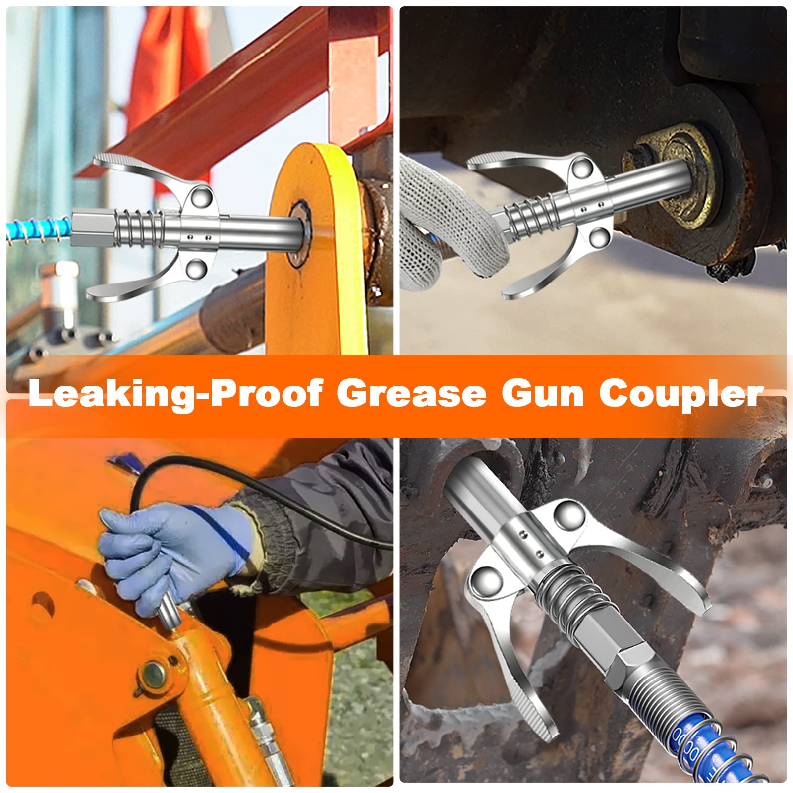 AKEOIL Grease Gun Coupler, Grease Joint Fittings, 12000PSI High Pressure Grease Nozzle Fittings, Compatible With All 1/8" NPT Grease Guns, For greasing all machinery and equipment filling