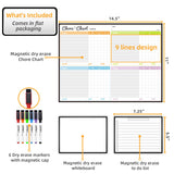 JJPRO Magnetic Dry Erase Chore Chart Set for Fridge-Used for Multiple Kids-One Chore Chart and Two Bonus Dry Erase Pad/Grocery Boards-Behavior Chart for Multiple Kids