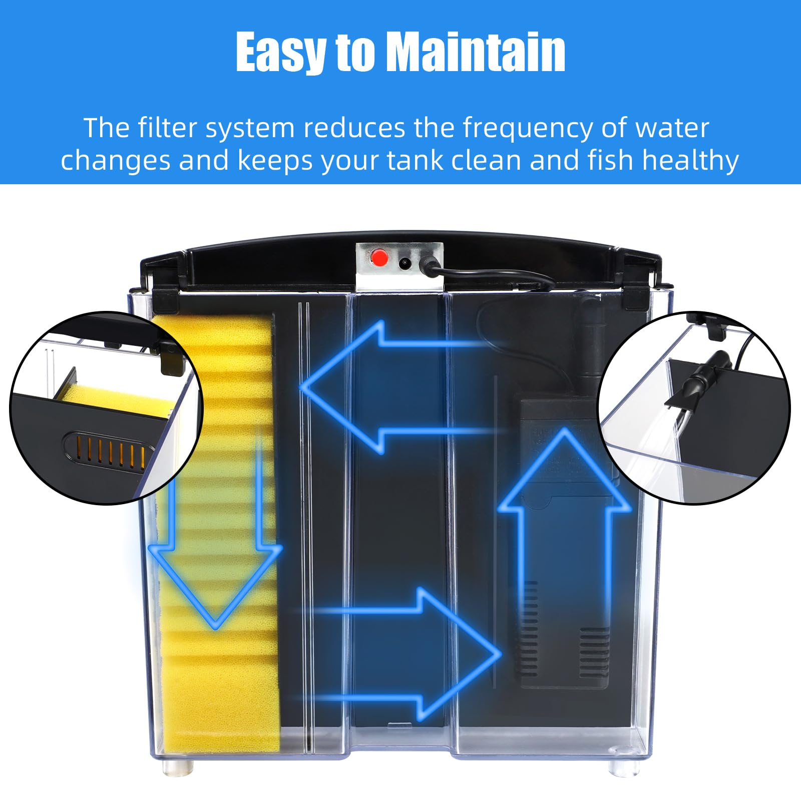 AQUANEAT Fish Tank, 1.2 Gallon Aquarium, Small Betta Fish Tank Starter Kit with LED Light and Water Filter Pump, Rectangular