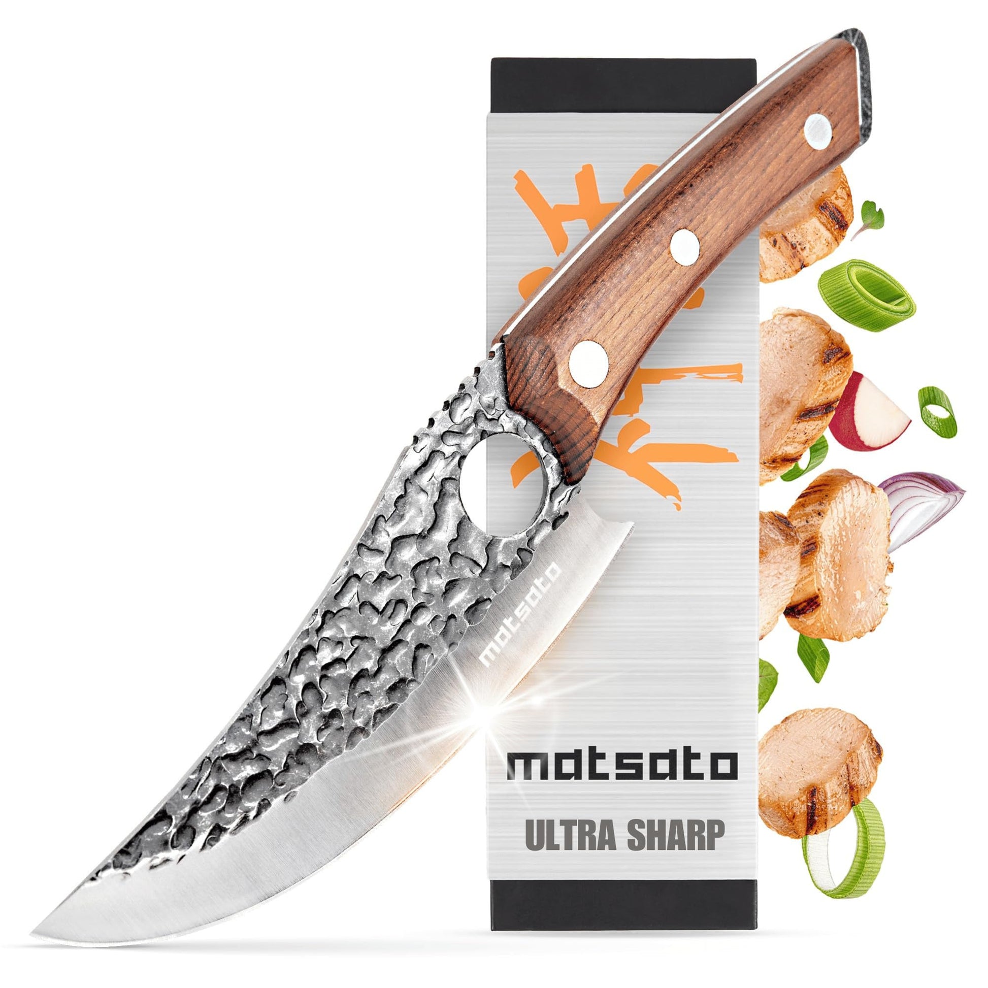 Matsato Chef Knife - Perfect Kitchen Knive for Cooking, Chopping. Japanese Steel Knife for Home, Camping, BBQ. For Balance & Control, 5.8 Inch