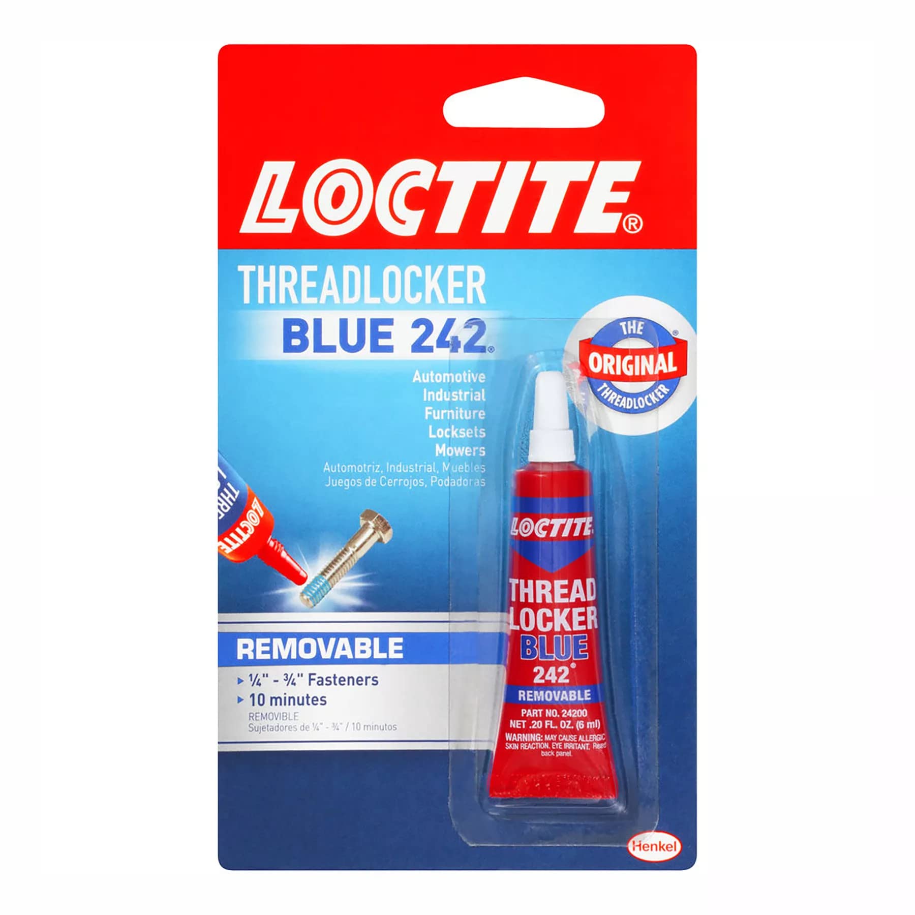 Loctite Threadlocker Red 271 - Permanent Thread Lock Glue for Nuts, Bolts, & Fasteners, High Strength Screw Glue to Prevent Loosening & Corrosion - 6 ml, 1 Pack